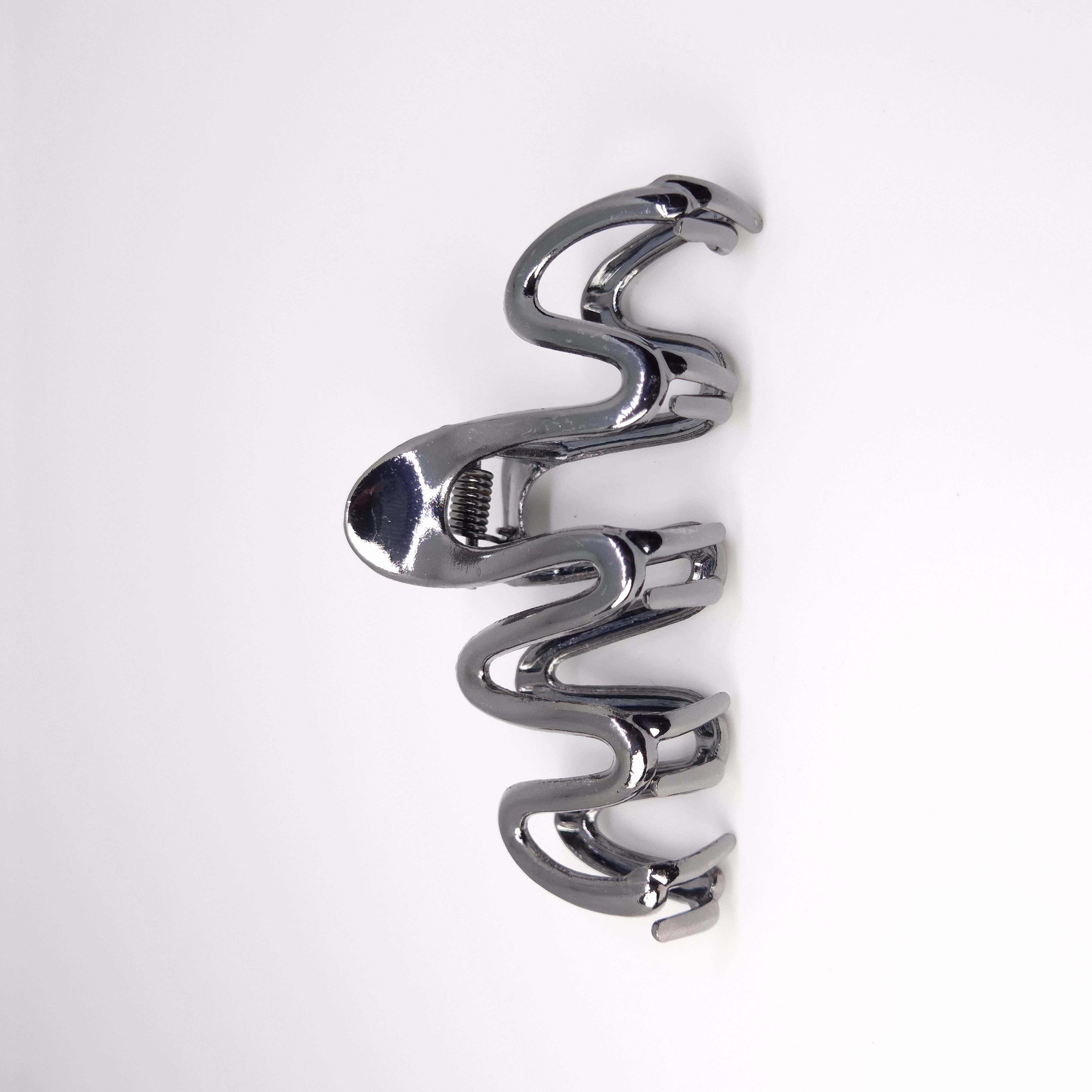 Metallic Abstract Wavy Claw Clip
