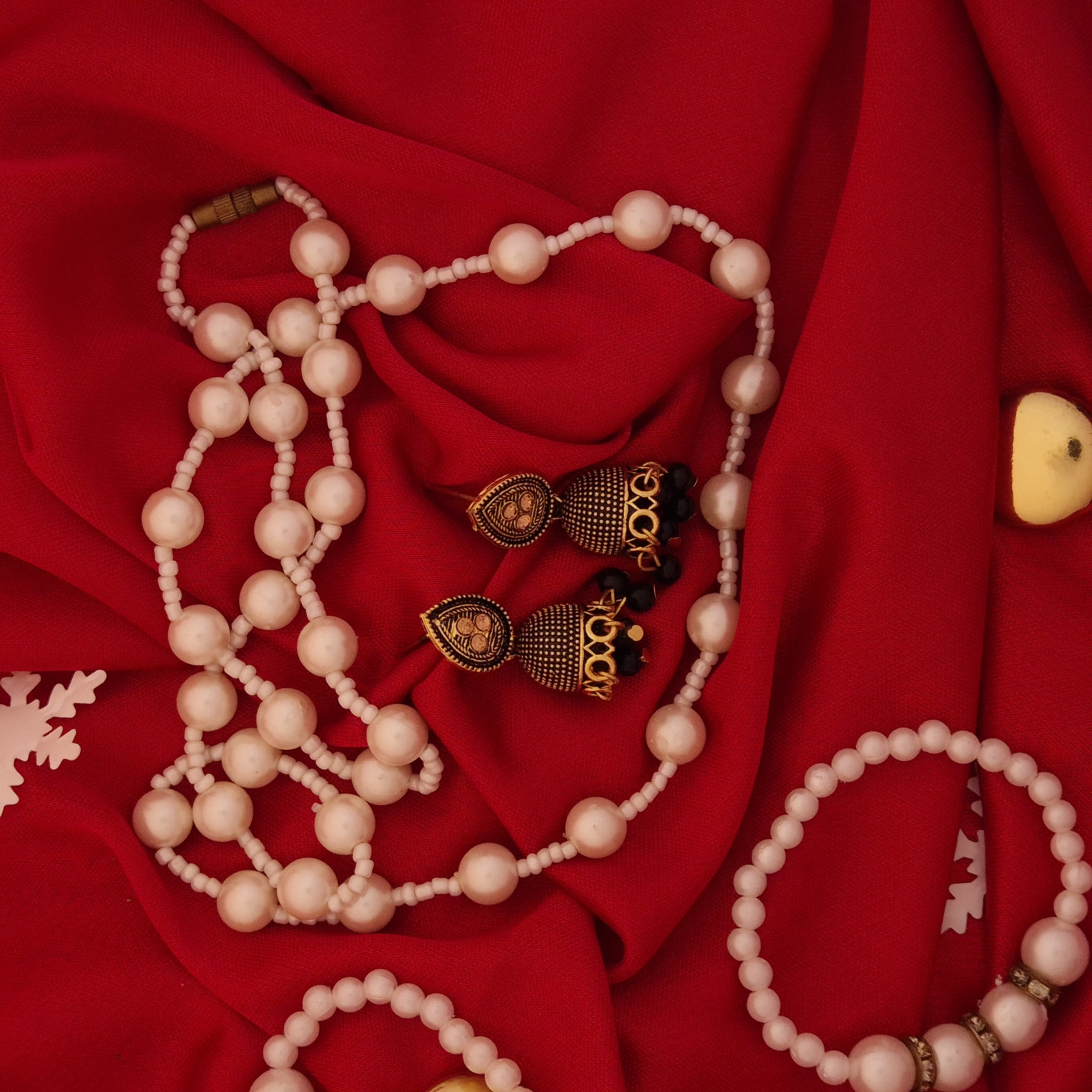Beautiful Matte Antique Gold Base Jhumkas