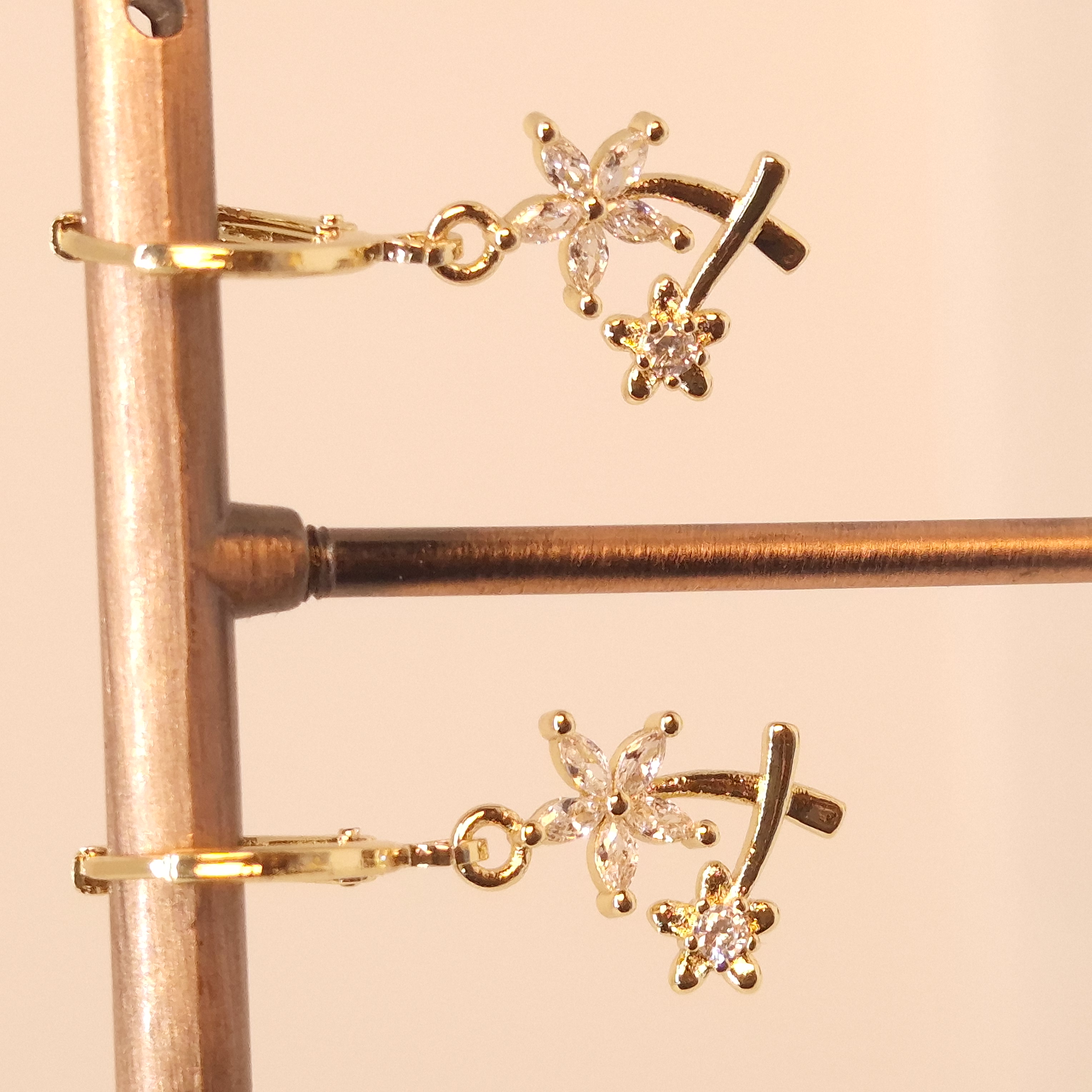 Gold Floral Drop Earrings