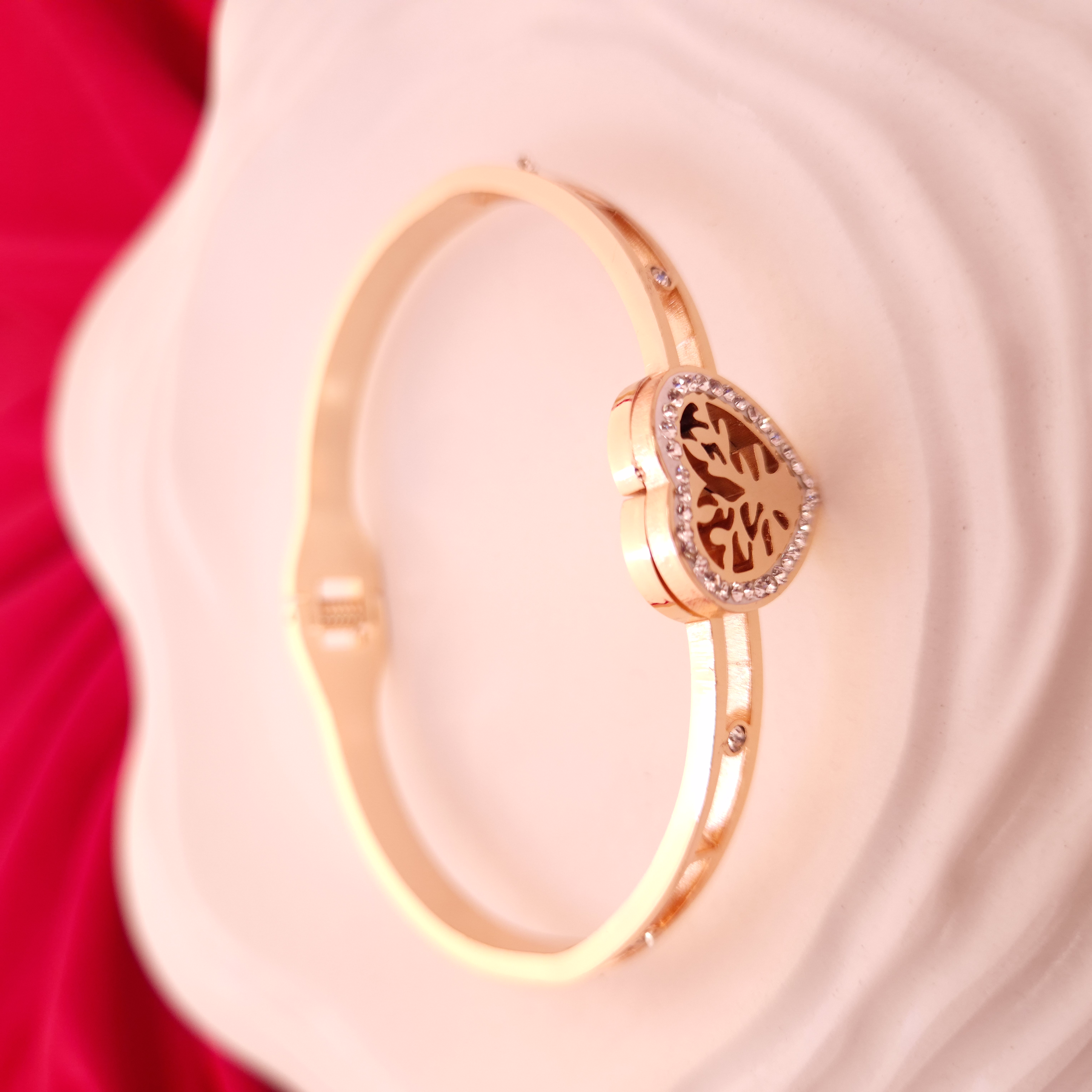Heart Laser Cutout Gold Bracelet