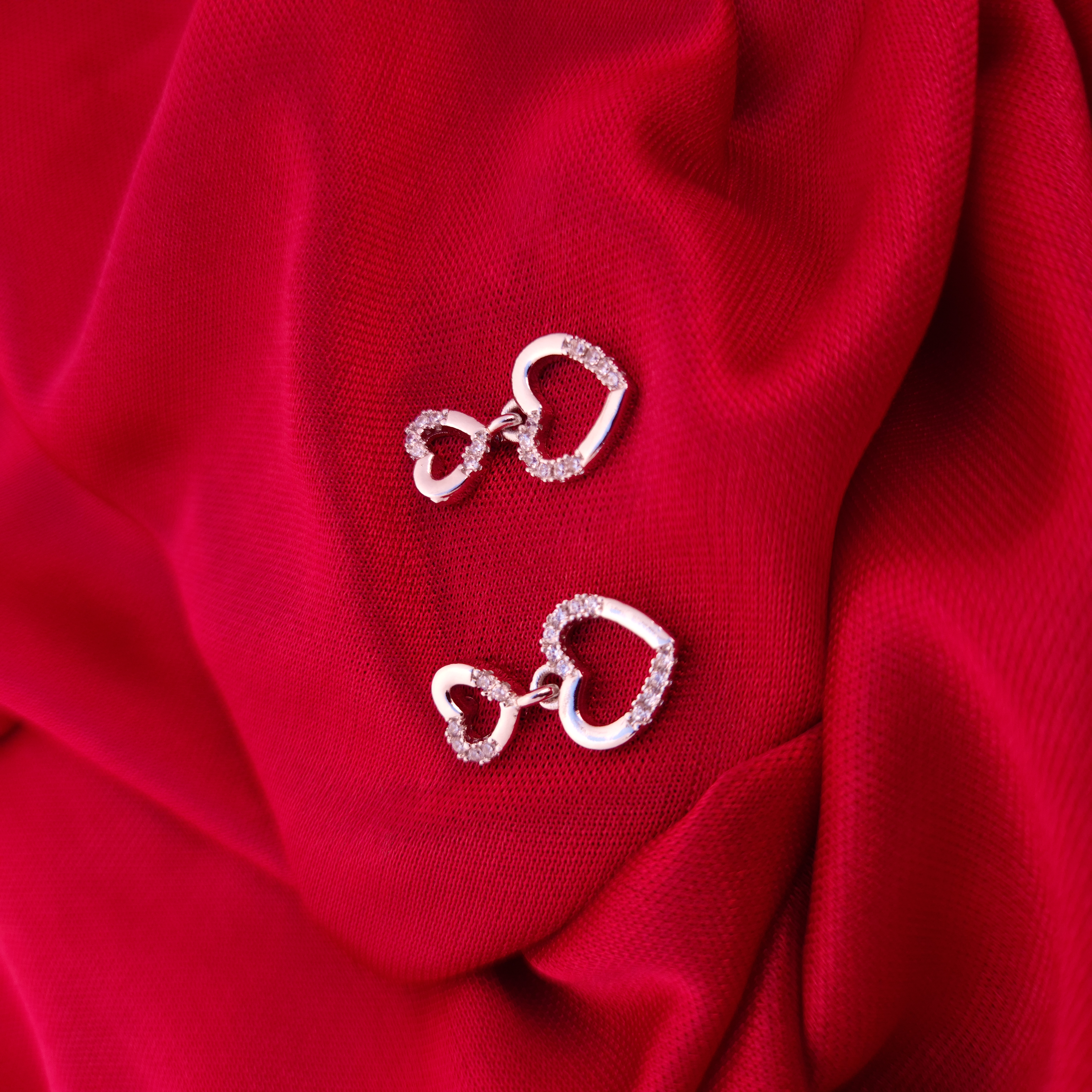 Silver Sparkle Heart Studs