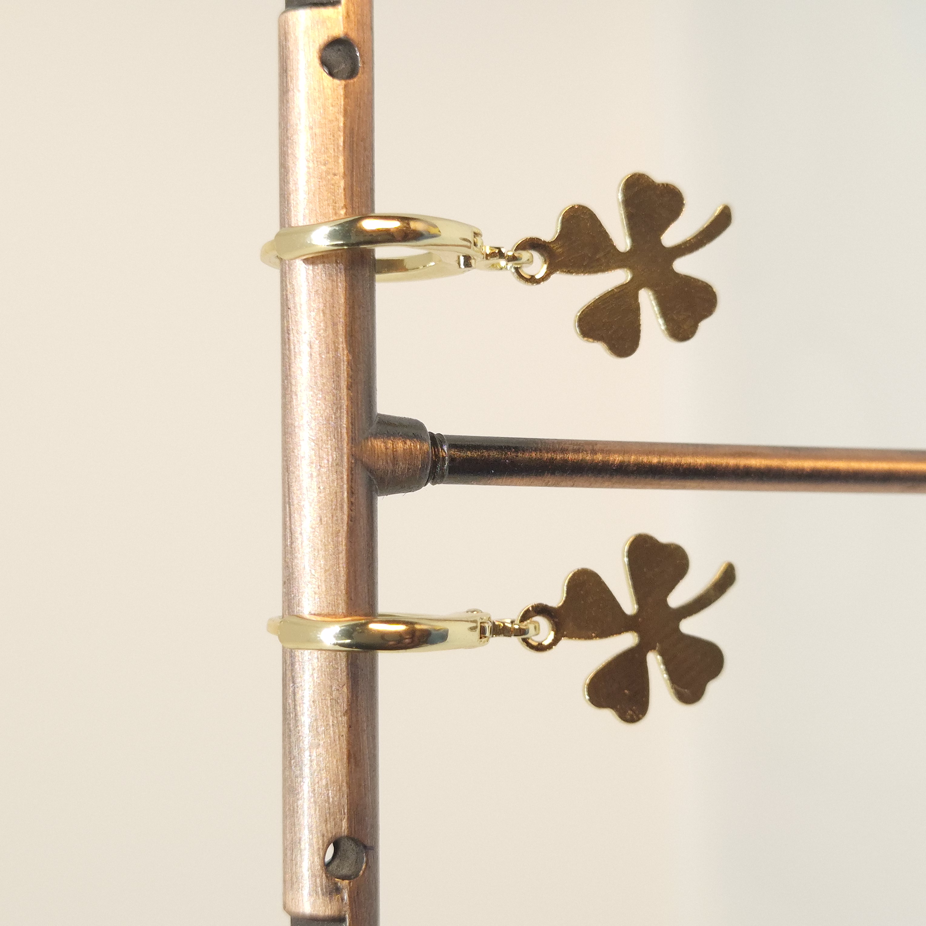 Gold Clover Hoop Earrings