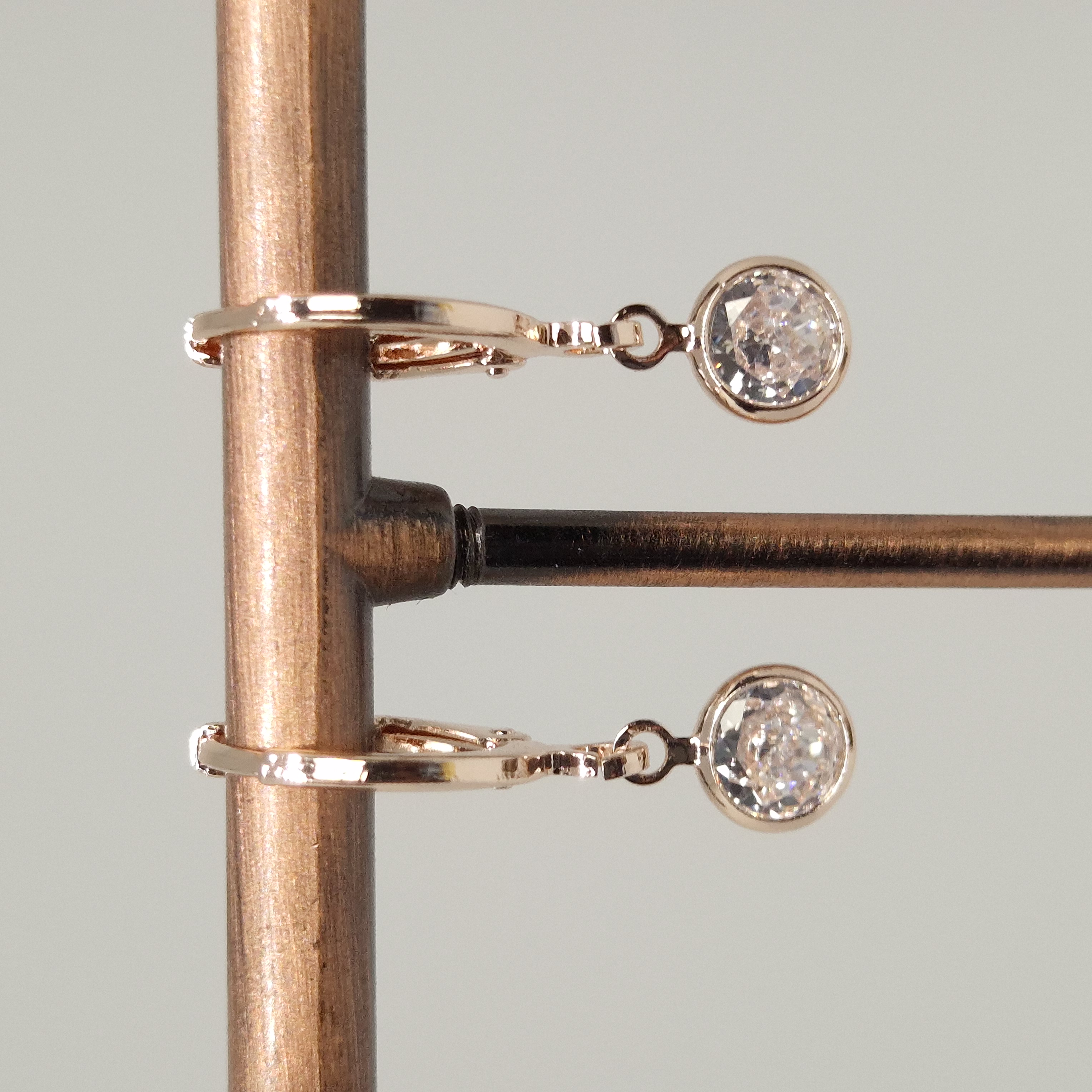 Pinkish Gold Round Crystal Drops Earring