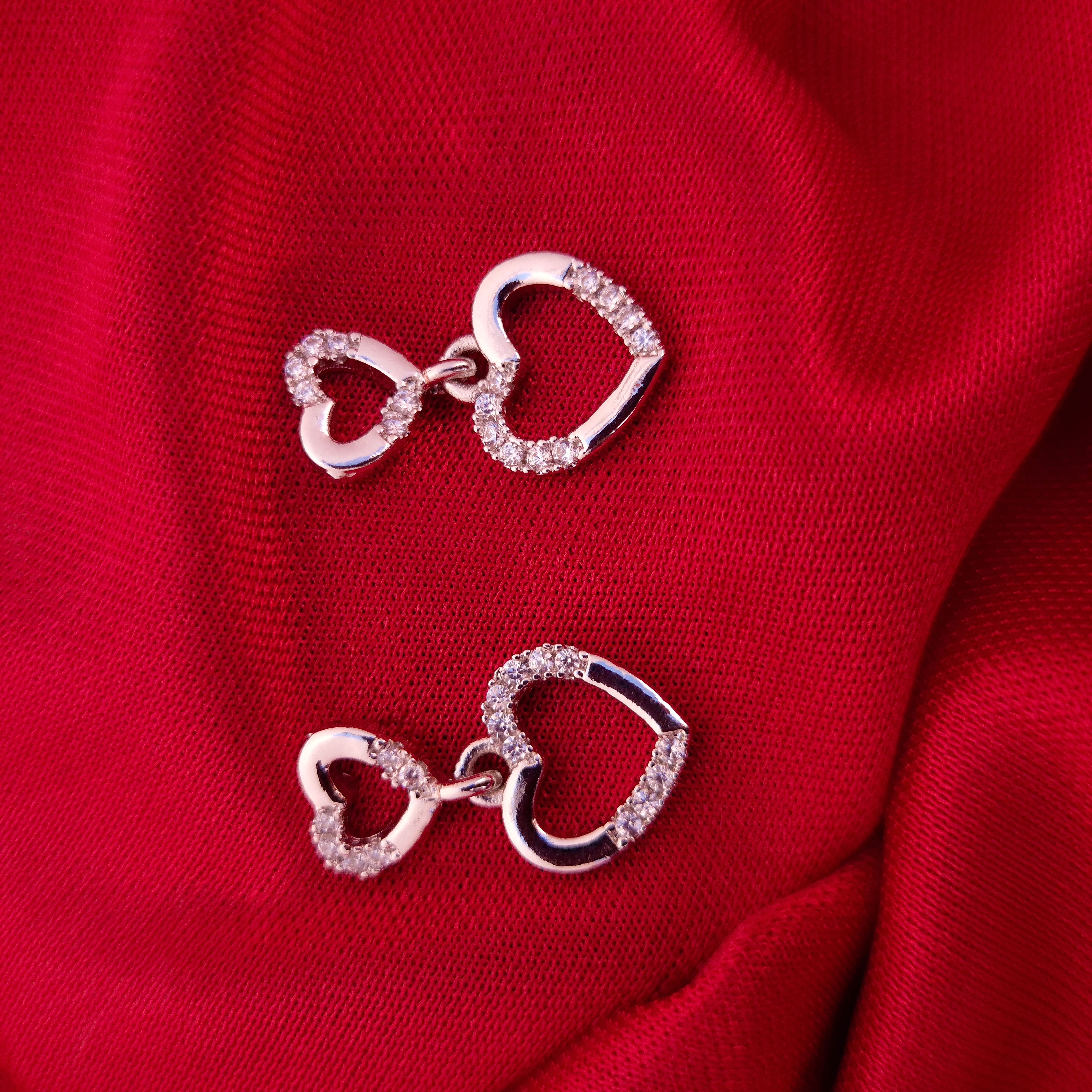 Silver Sparkle Heart Studs