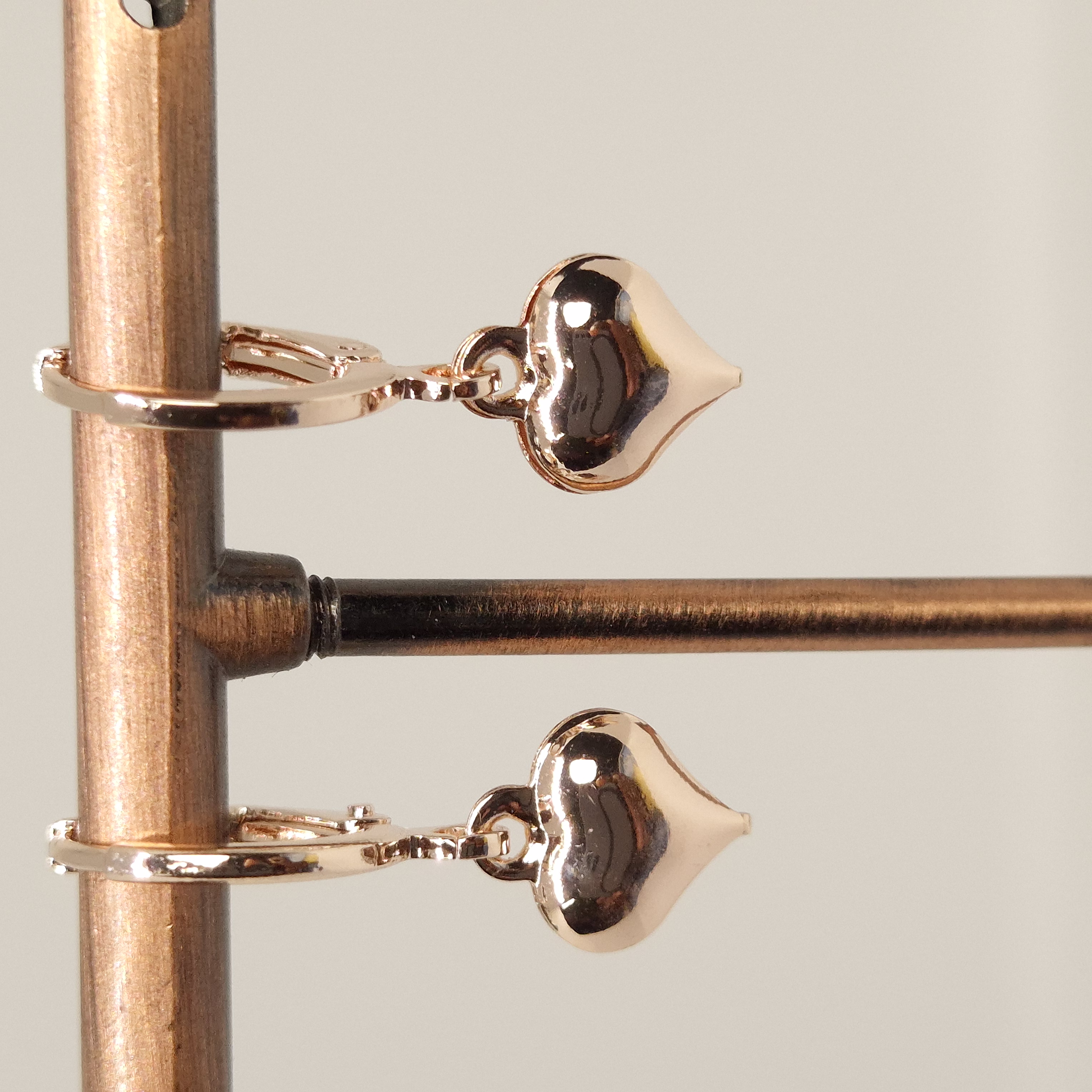 pinkish Gold Sweet Heart Drop Earrings