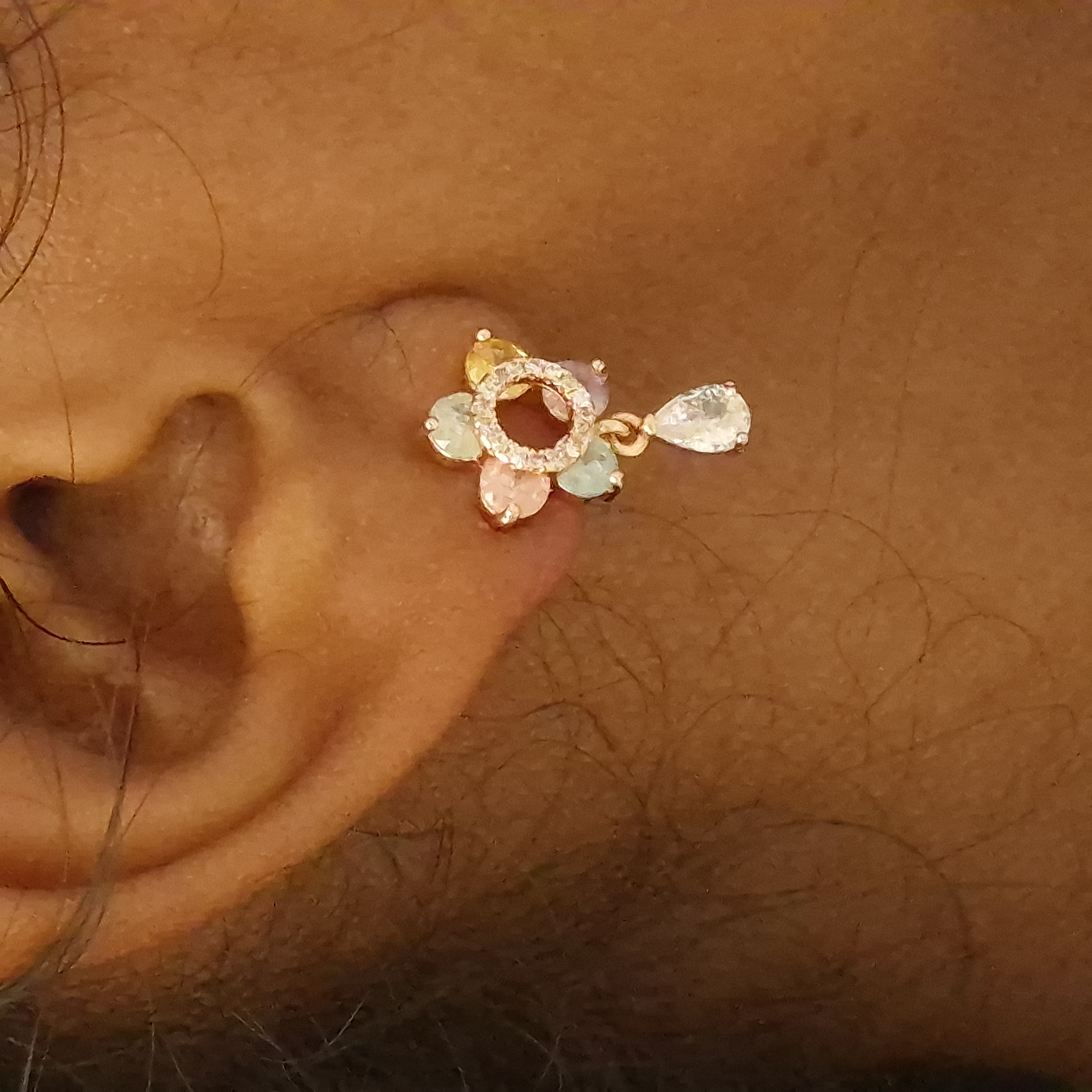 Delightful Multi Color Floral Halo Drops Earring