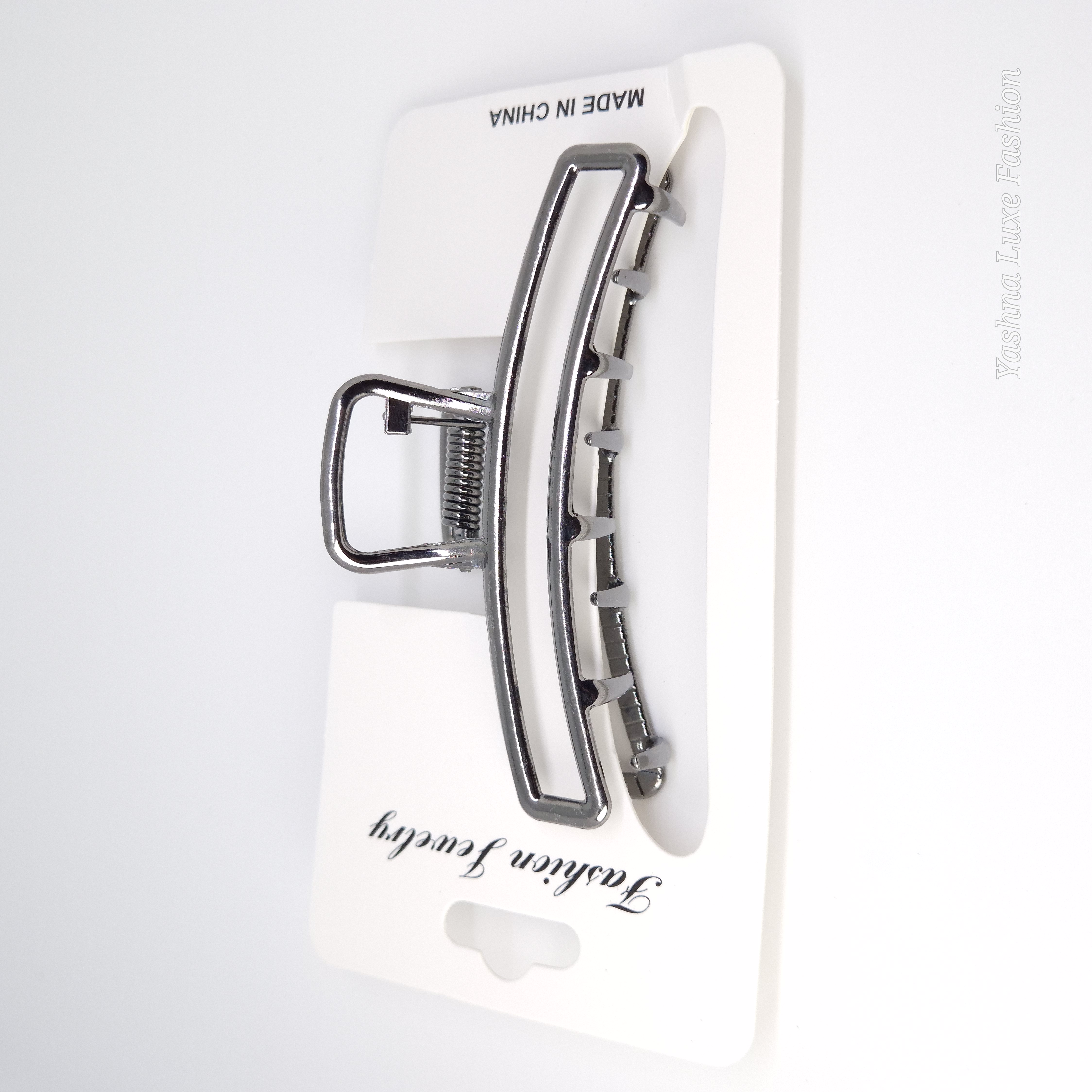 Metallic Rectangular Crescent Hair Claw Clip
