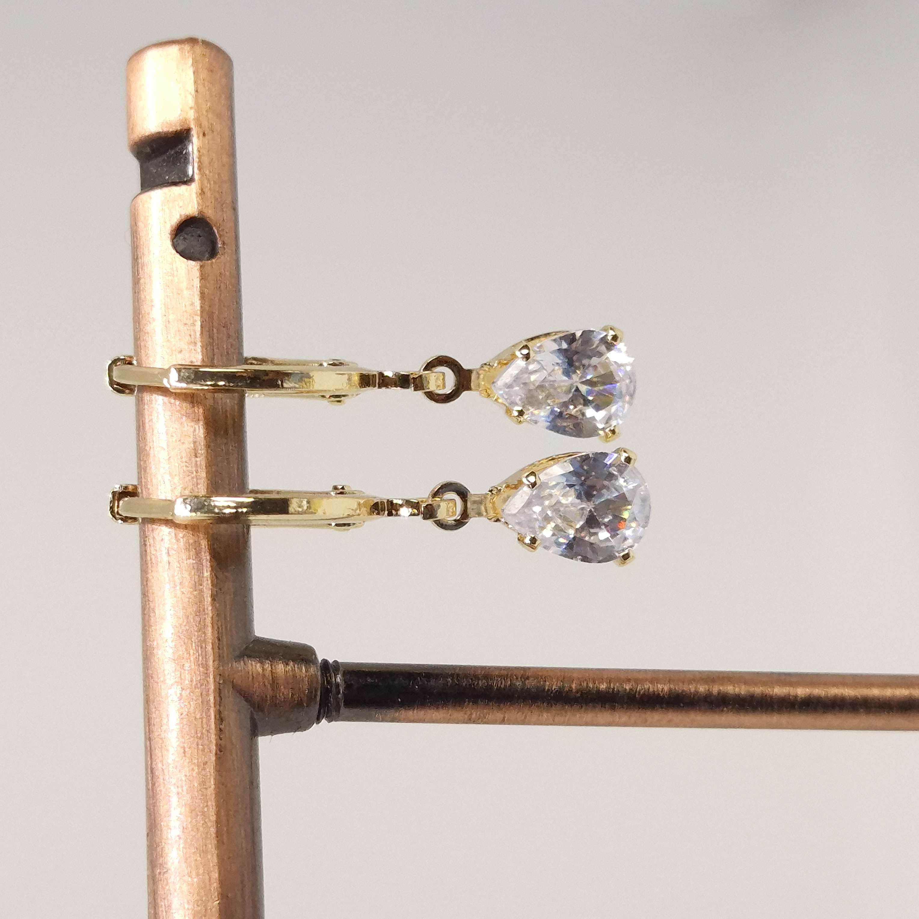 Gold Teardrop Crystal Earrings