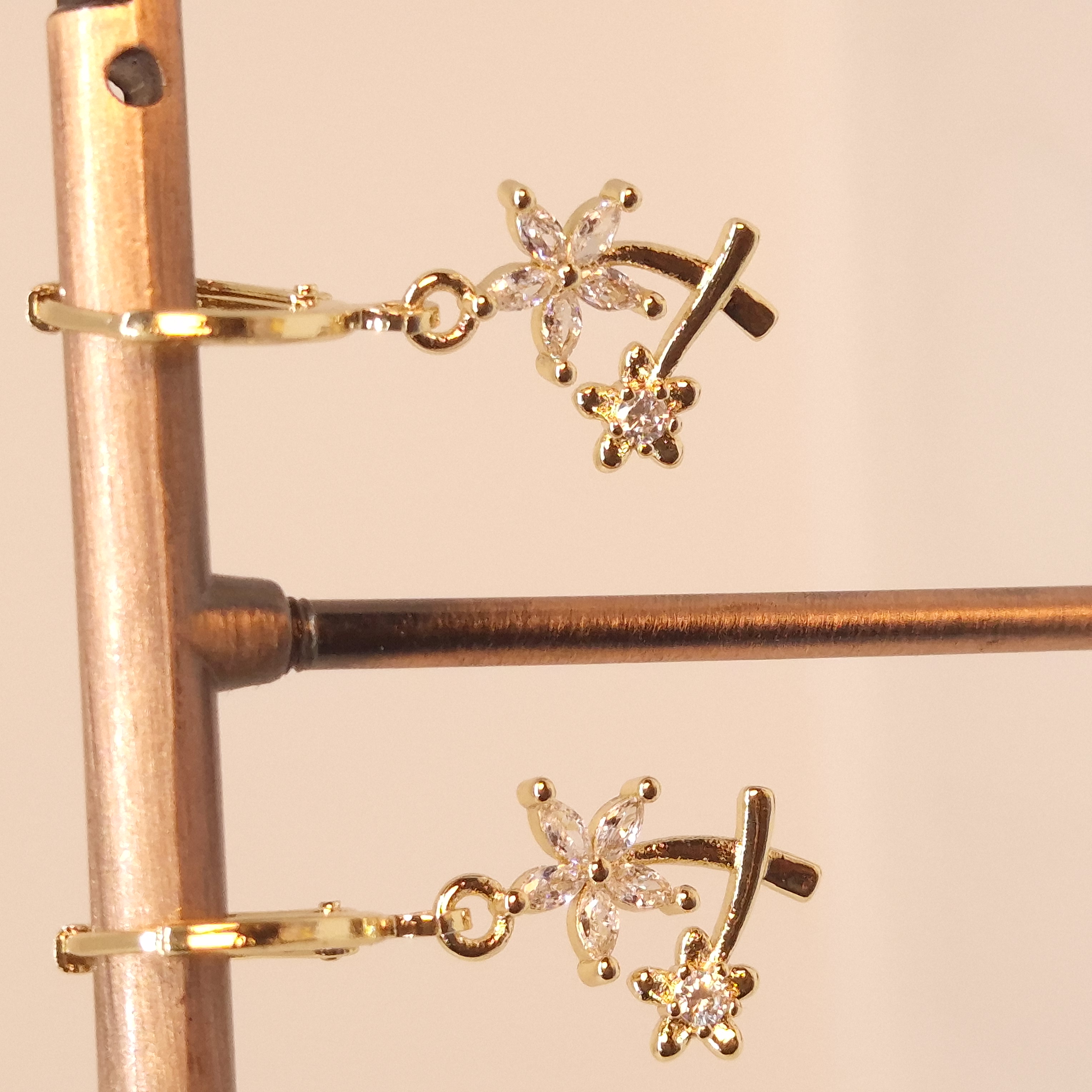 Gold Floral Drop Earrings