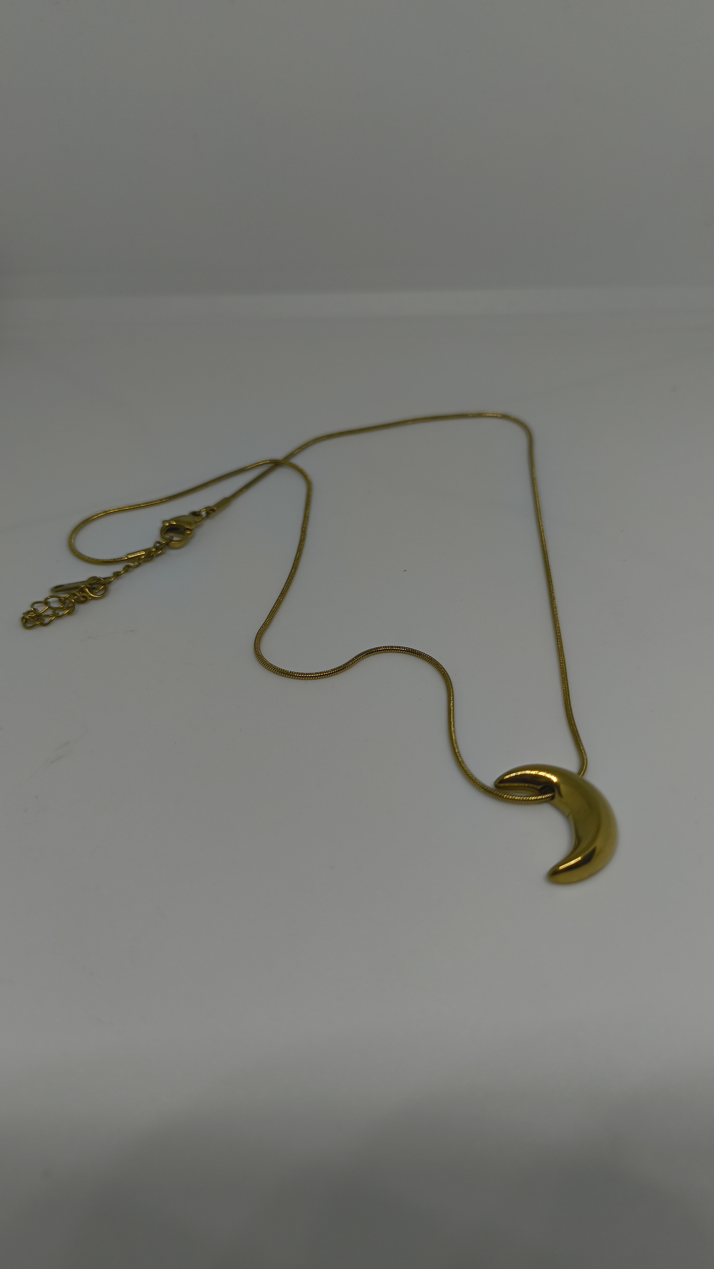 Anti Tarnish Gold Crescent Moon Pendant Necklace