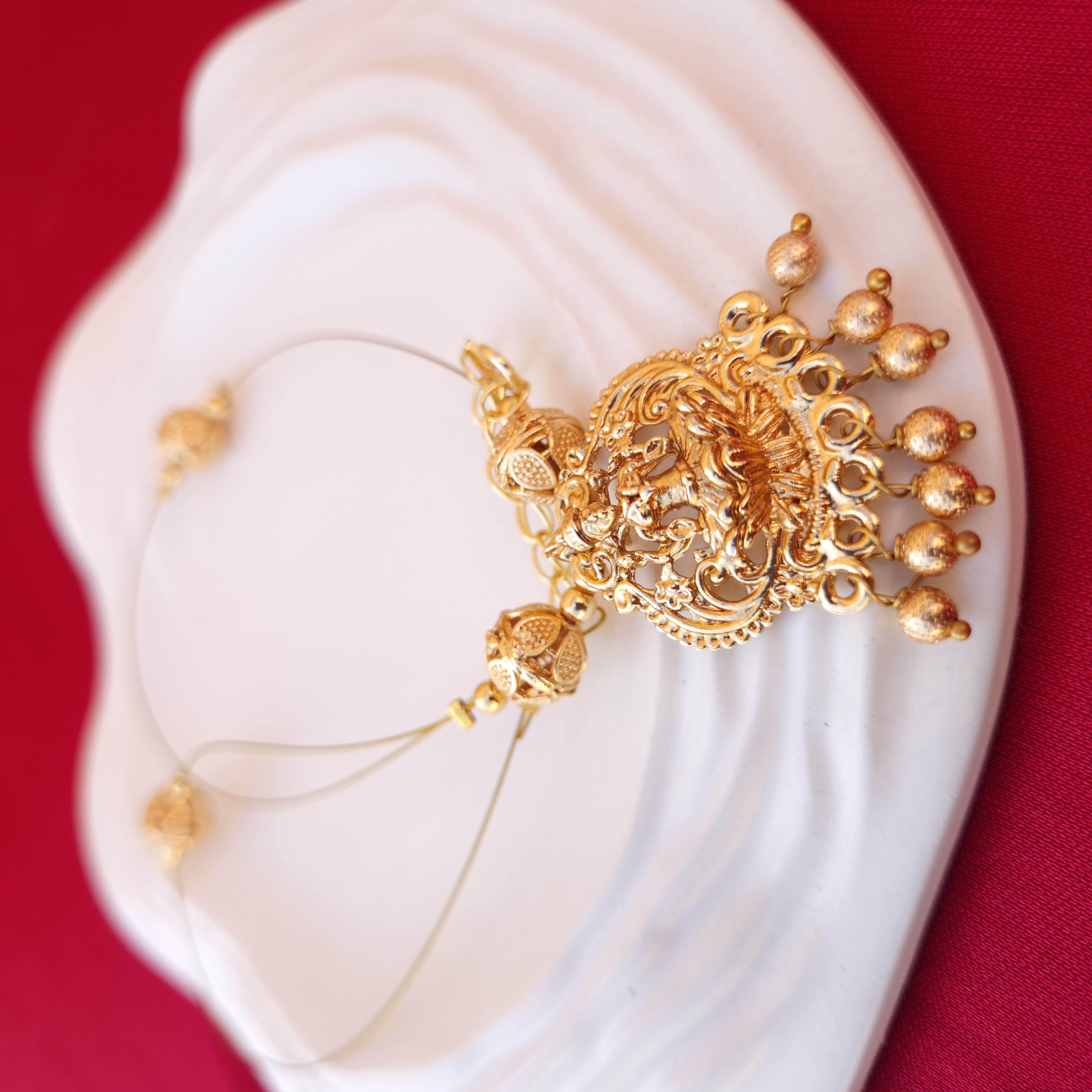 Invisible Traditional Gold-Plated Temple Necklace
