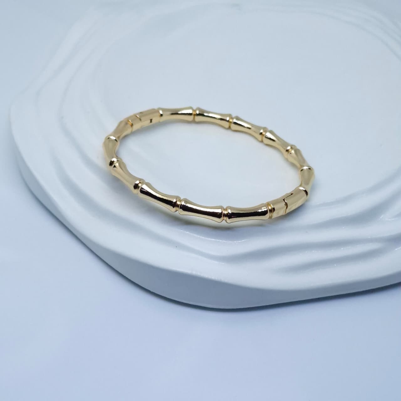Anti Tarnish Gold Toned Bamboo Bracelet Small