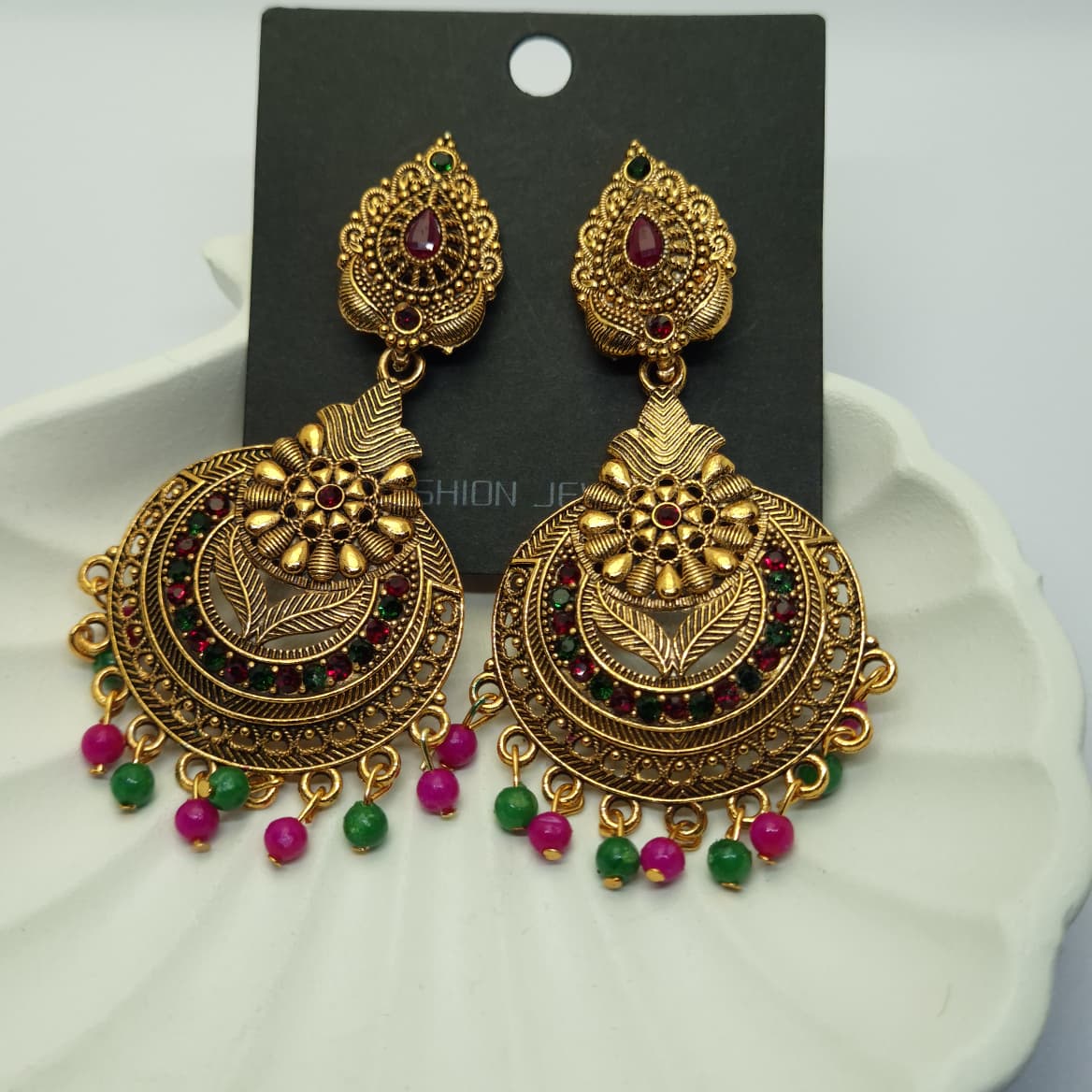 Antique Gold-Plated Jhumka Earrings