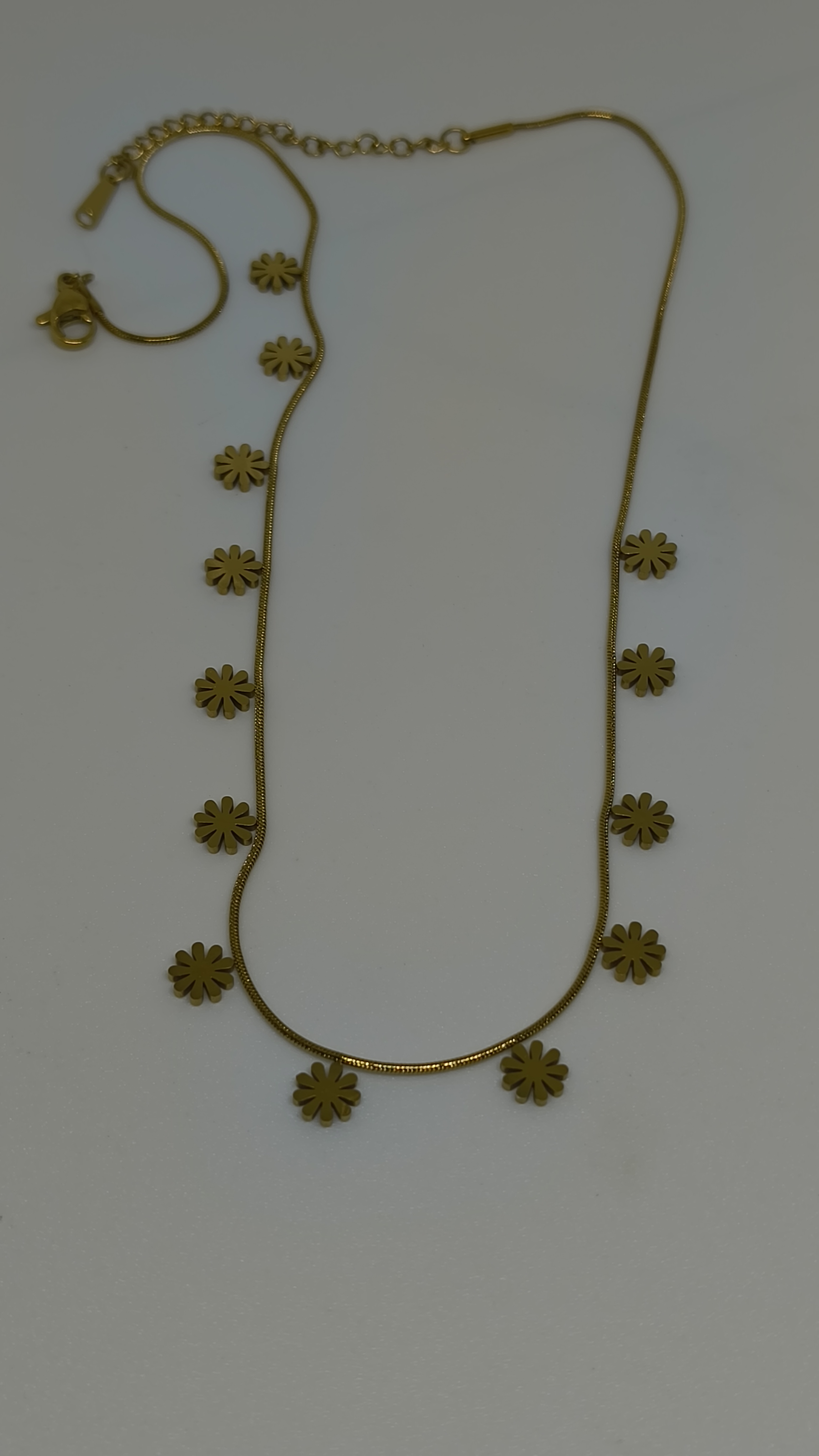 Anti Tarnish Floral Charm Gold Necklace