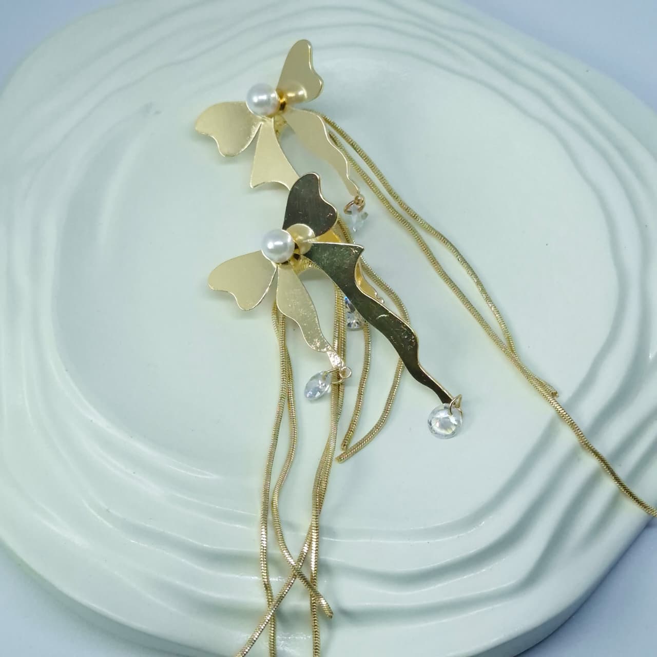 Elegant Bow String Butterfly Drop Earrings
