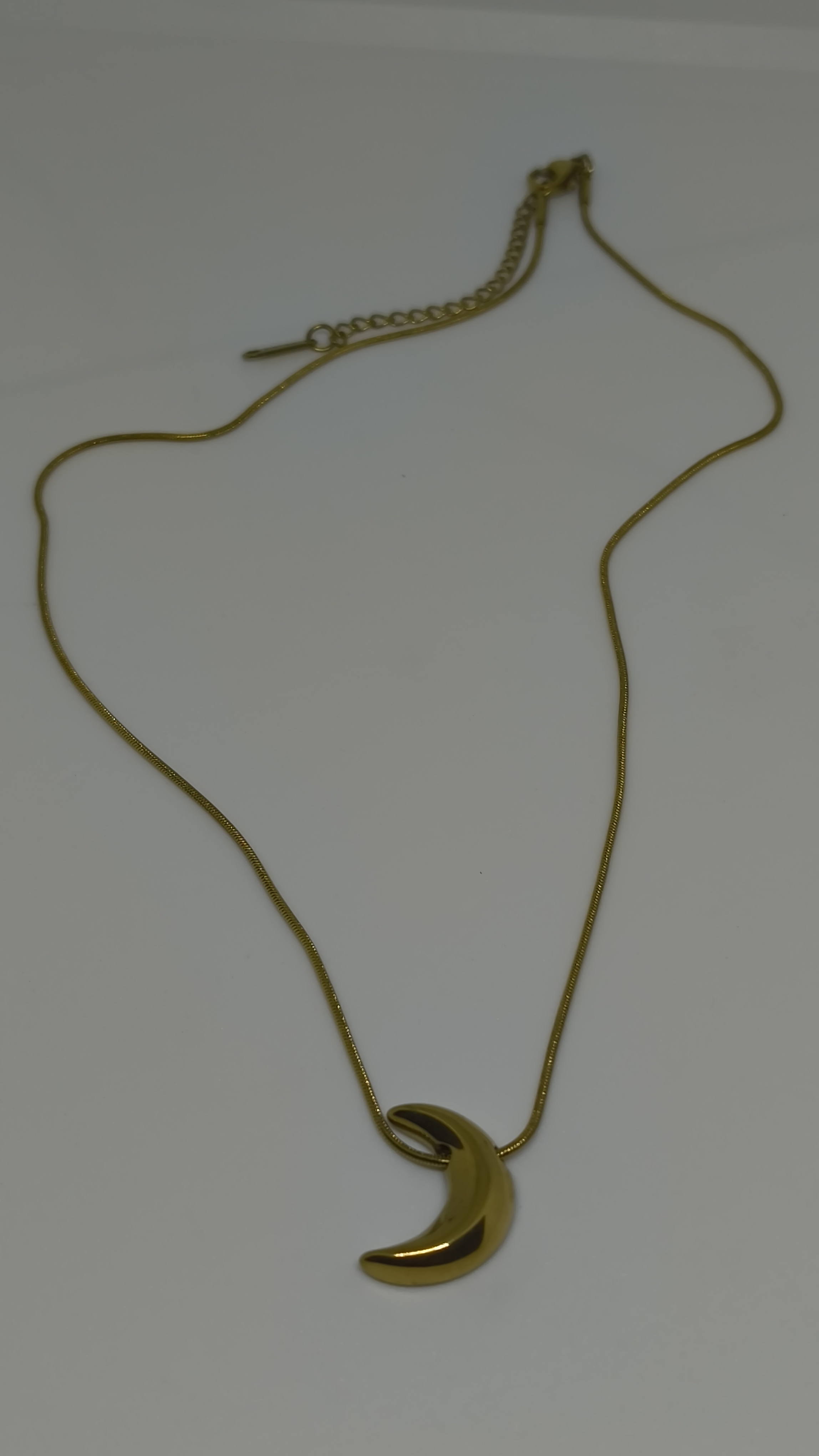 Anti Tarnish Gold Crescent Moon Pendant Necklace