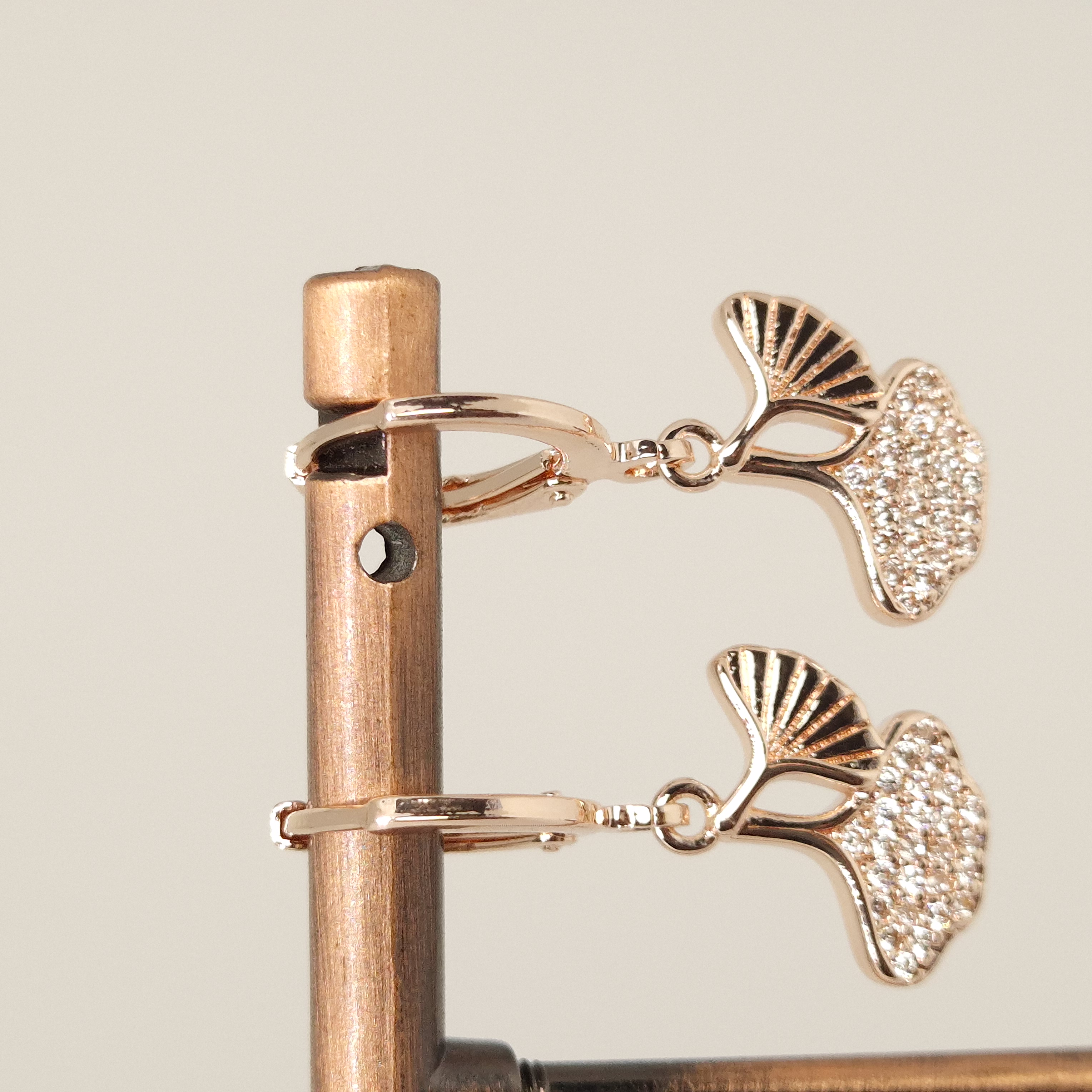 Pinkish gold Glided Wing Charms Earrings
