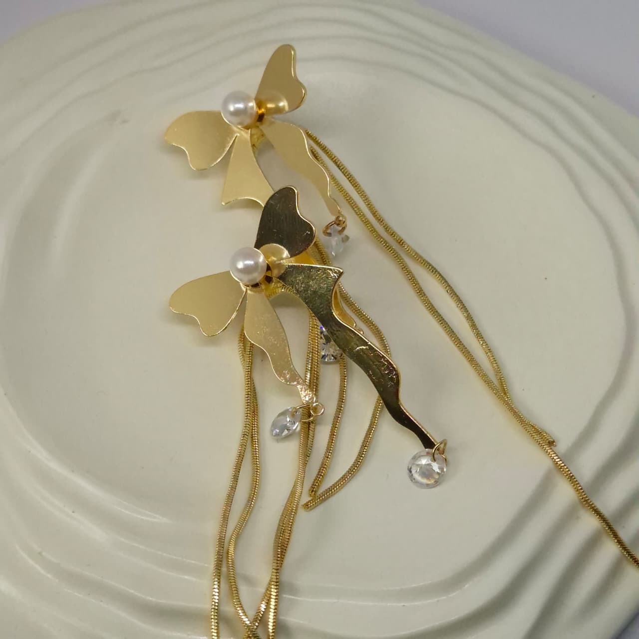 Elegant Bow String Butterfly Drop Earrings