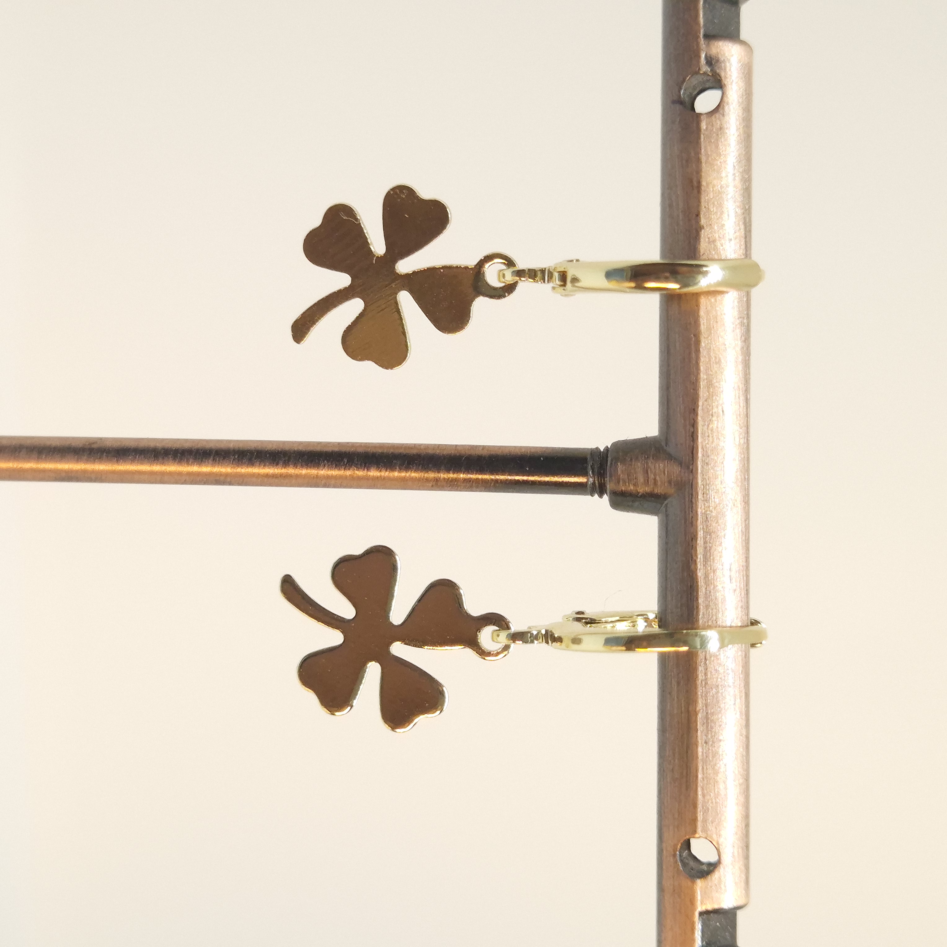 Gold Clover Hoop Earrings