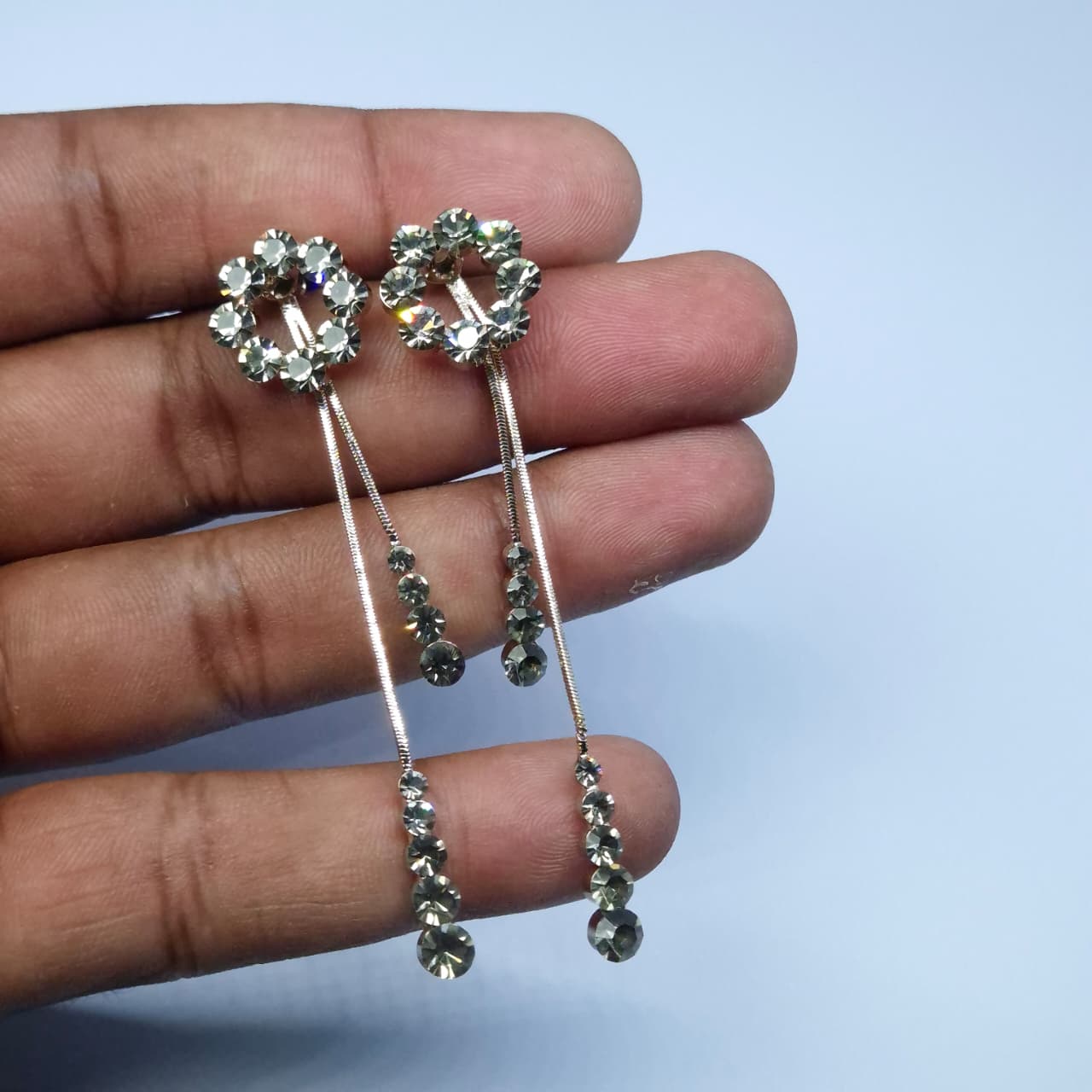 Smoky Black Crystal Drop Earrings