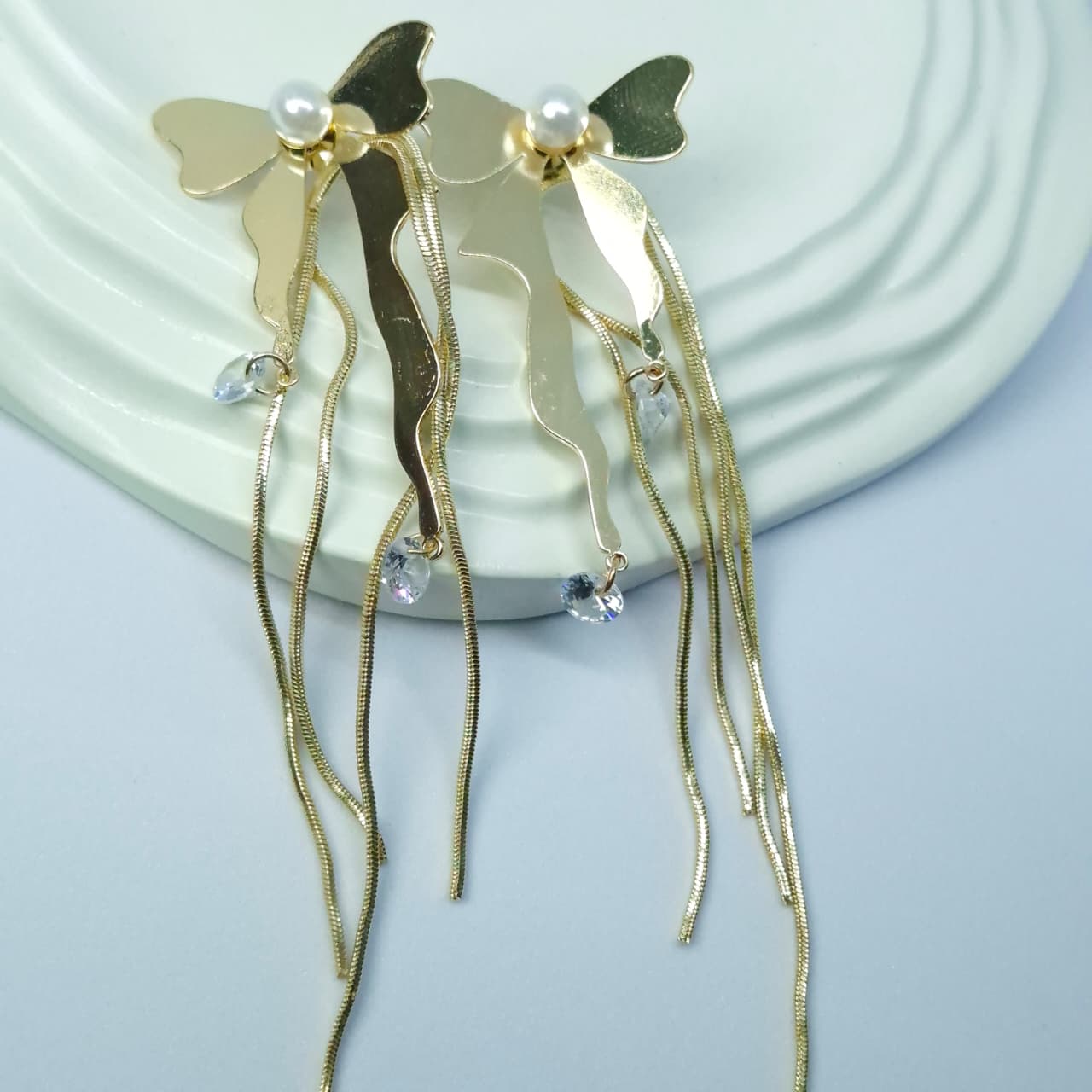 Elegant Bow String Butterfly Drop Earrings