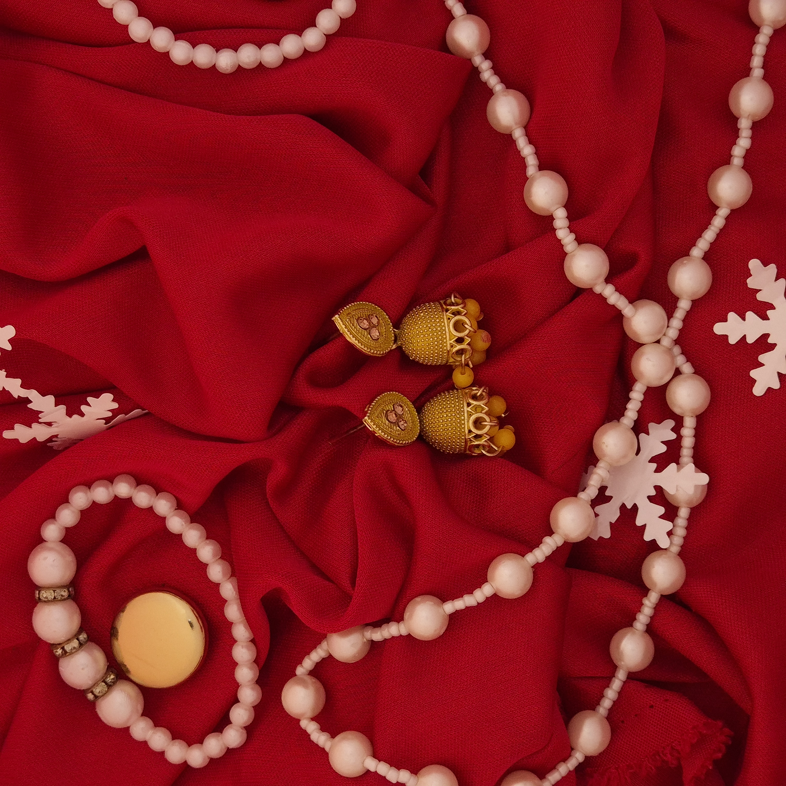 Beautiful Matte Antique Gold Base Jhumkas