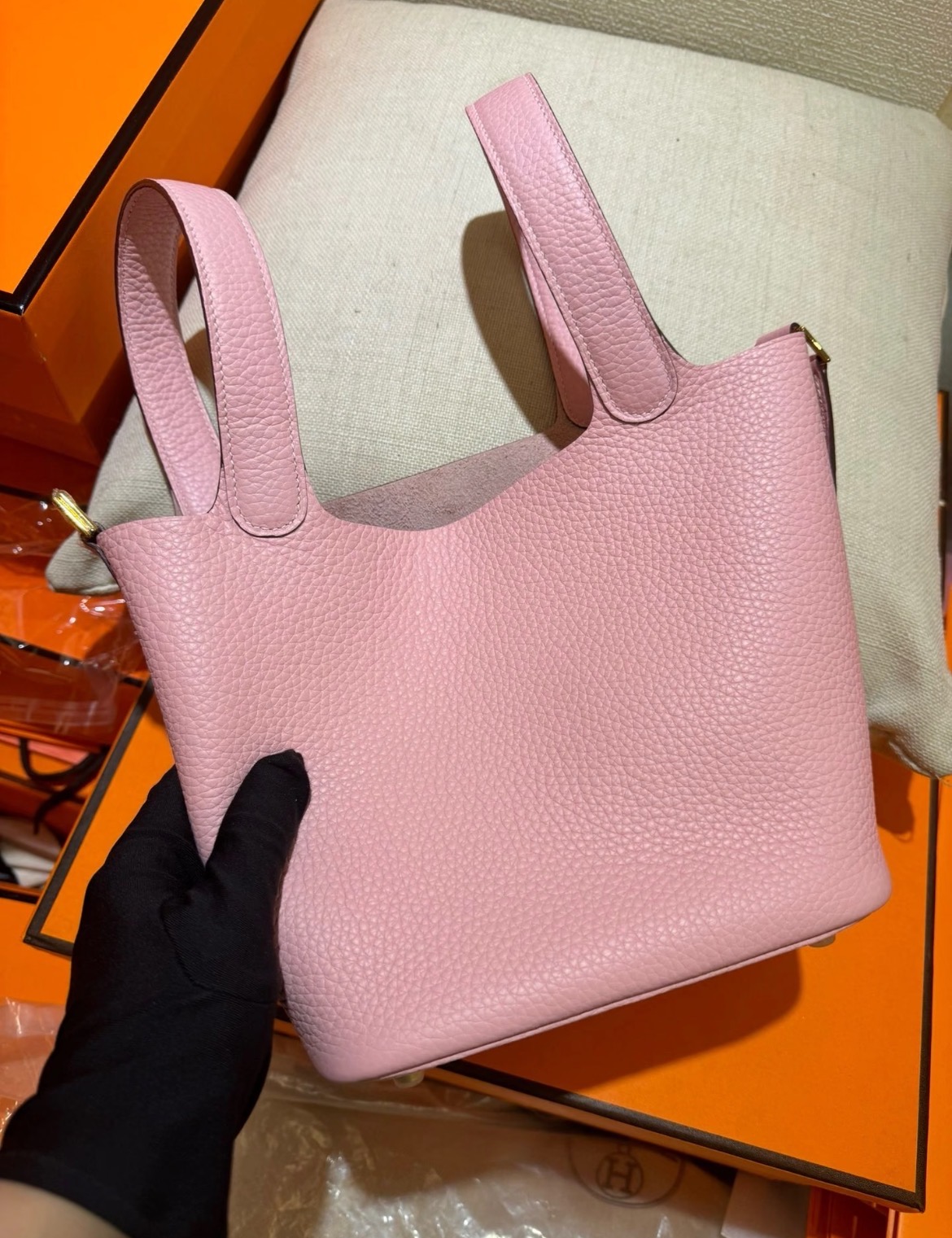 No.11-Hermès Picotin Pink Leather Mini Tote