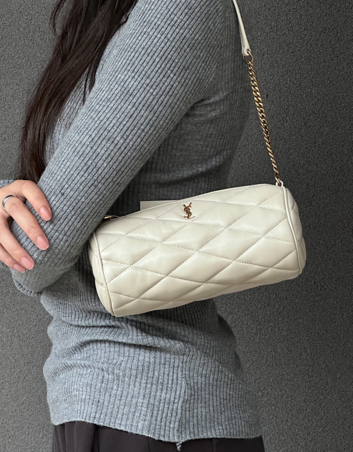No.25-YSL Saint Laurent Quilted Cylinder Bag