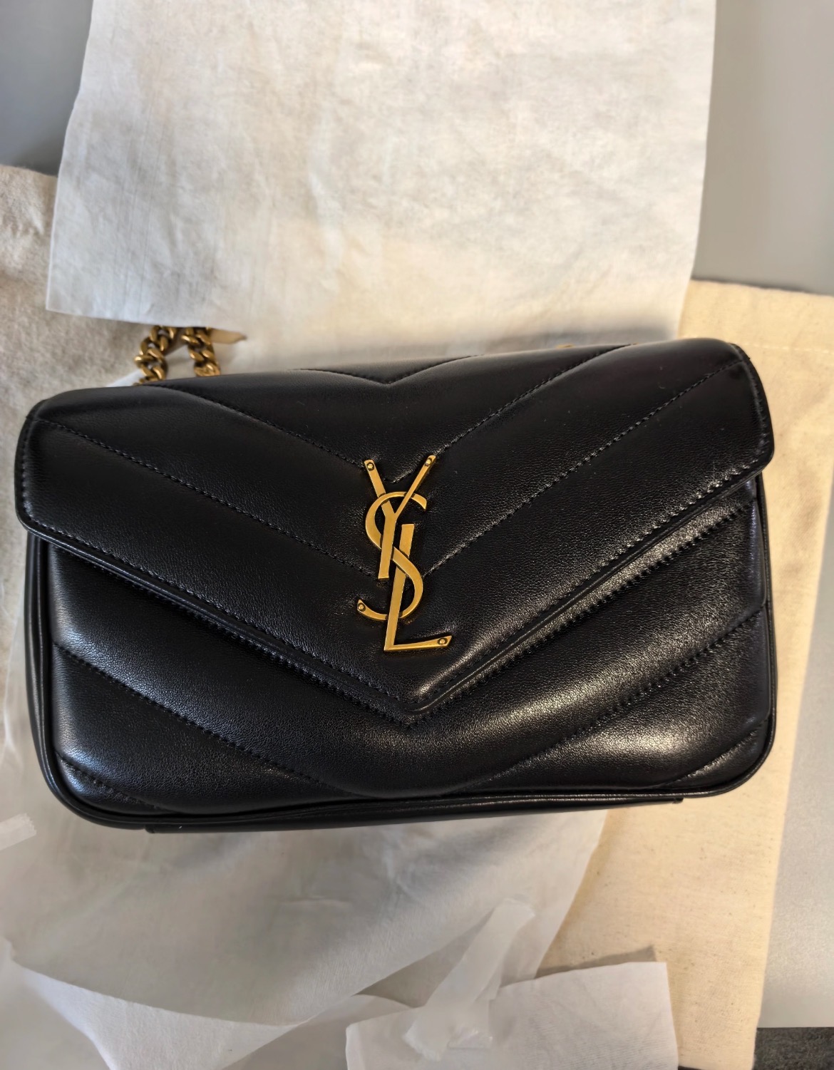 No.26-YSL Black Leather Shoulder Bag