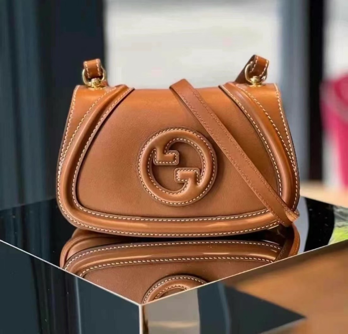 No.10-Gucci Blondie Brown Leather Shoulder Bag