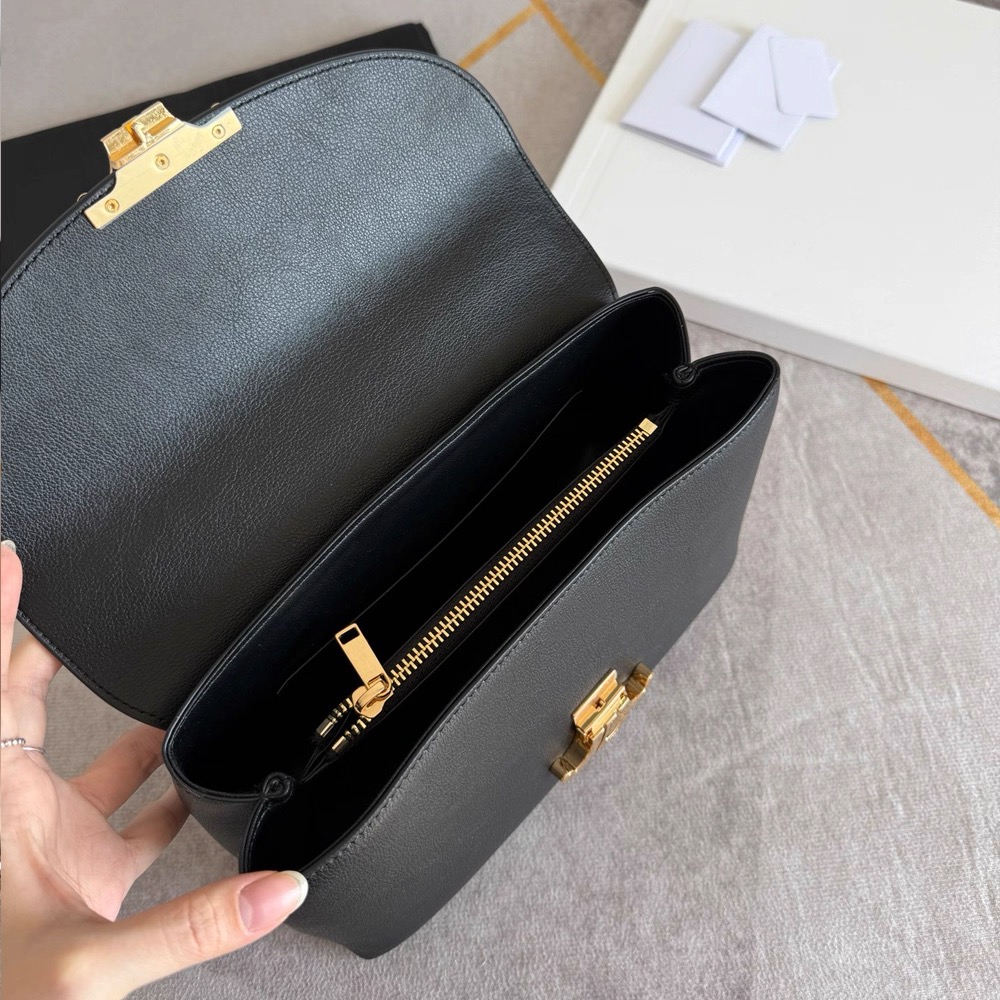 No.3-CELINE Elegant Black Leather Handbag