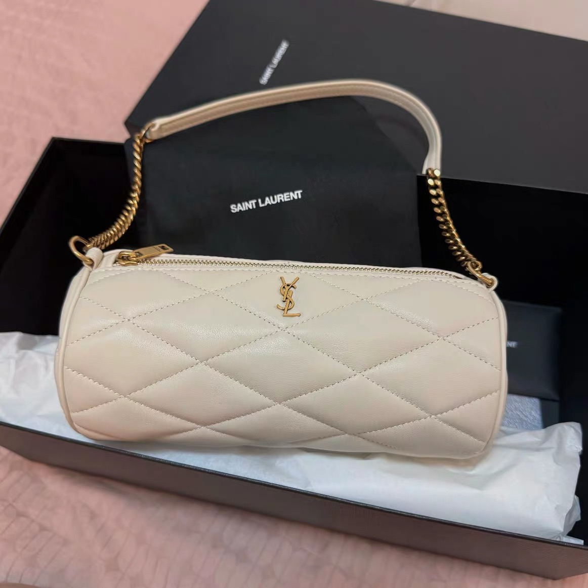 No.25-YSL Saint Laurent Quilted Cylinder Bag