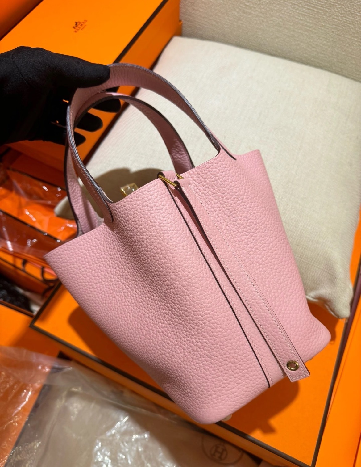 No.11-Hermès Picotin Pink Leather Mini Tote
