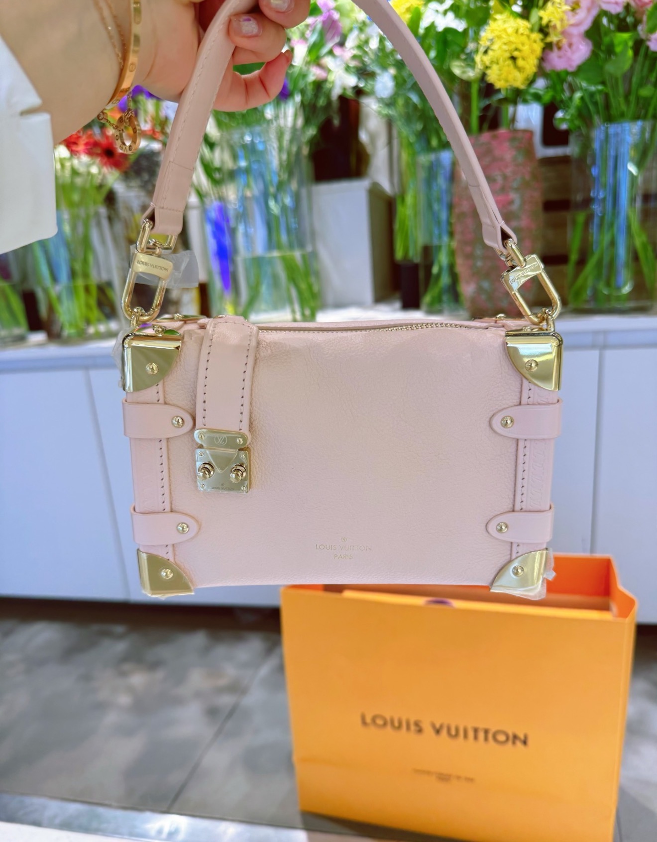 No.35-LV Pink Leather Mini Handbag