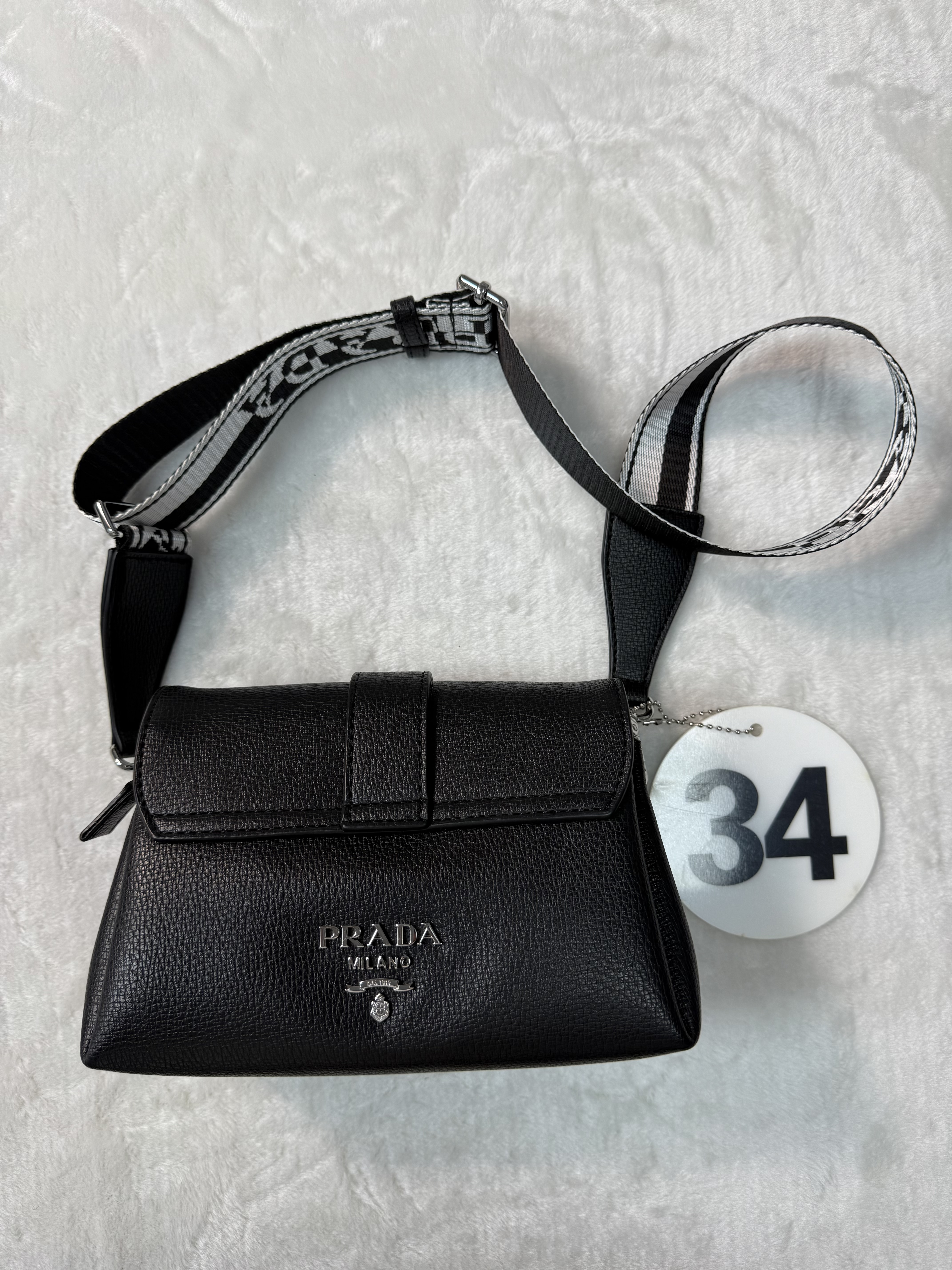 No.34-Prada Milano Black Leather Crossbody Bag