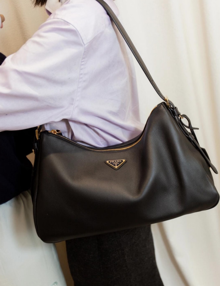 No.33-Prada Classic Black Leather Shoulder Bag