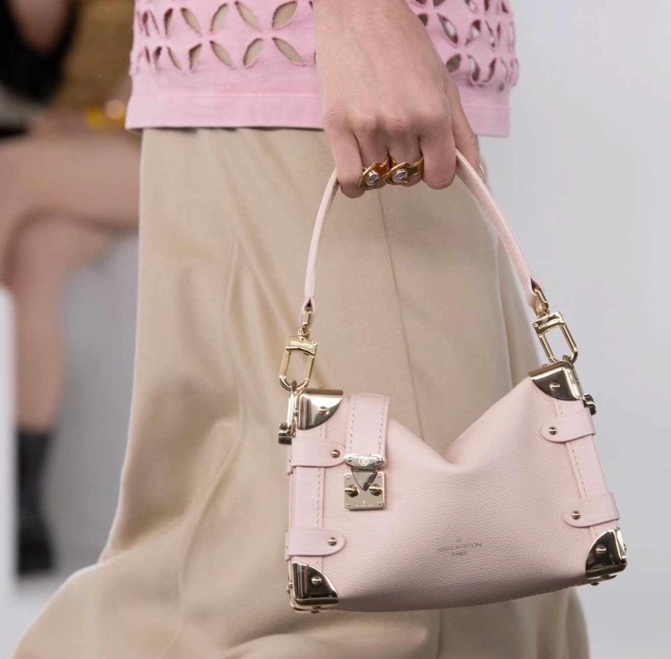 No.35-LV Pink Leather Mini Handbag