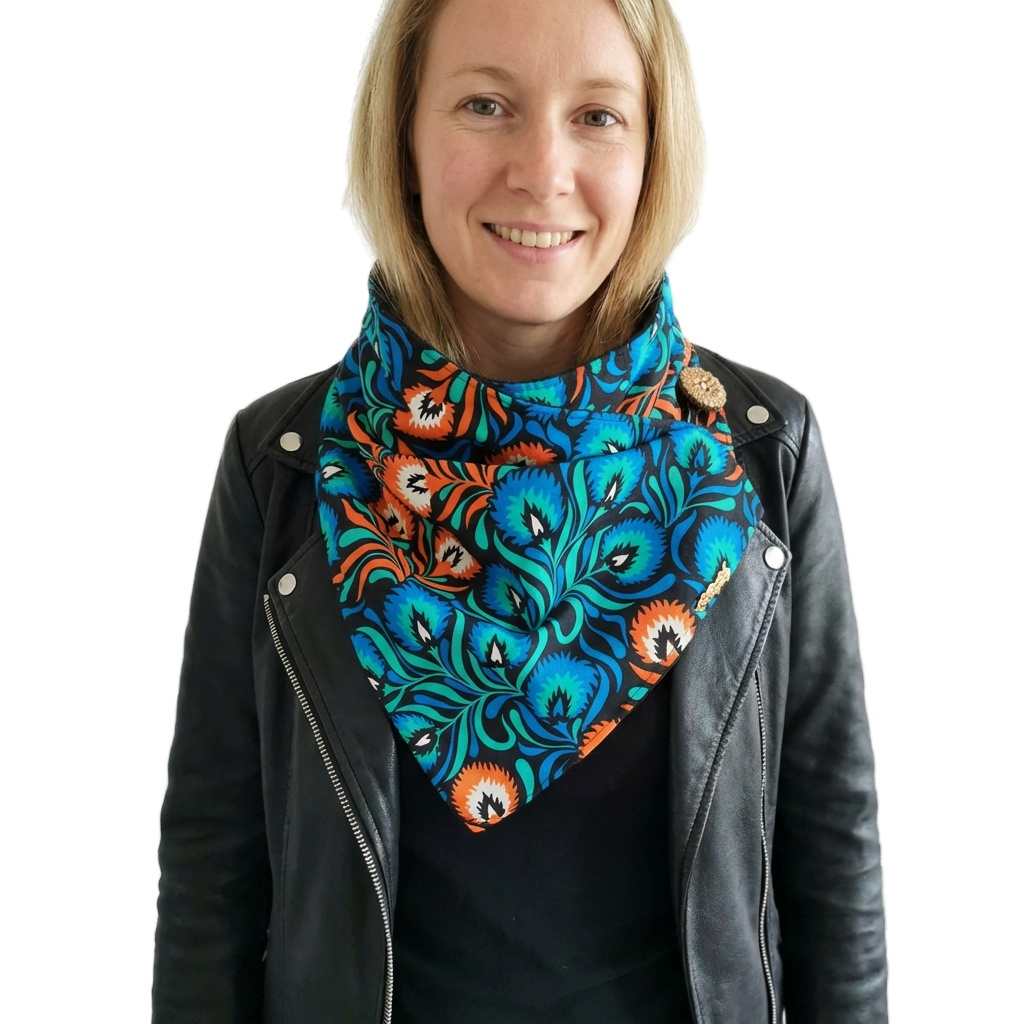 Écharpe snood graphique bleu turquoise – CréAtypiks