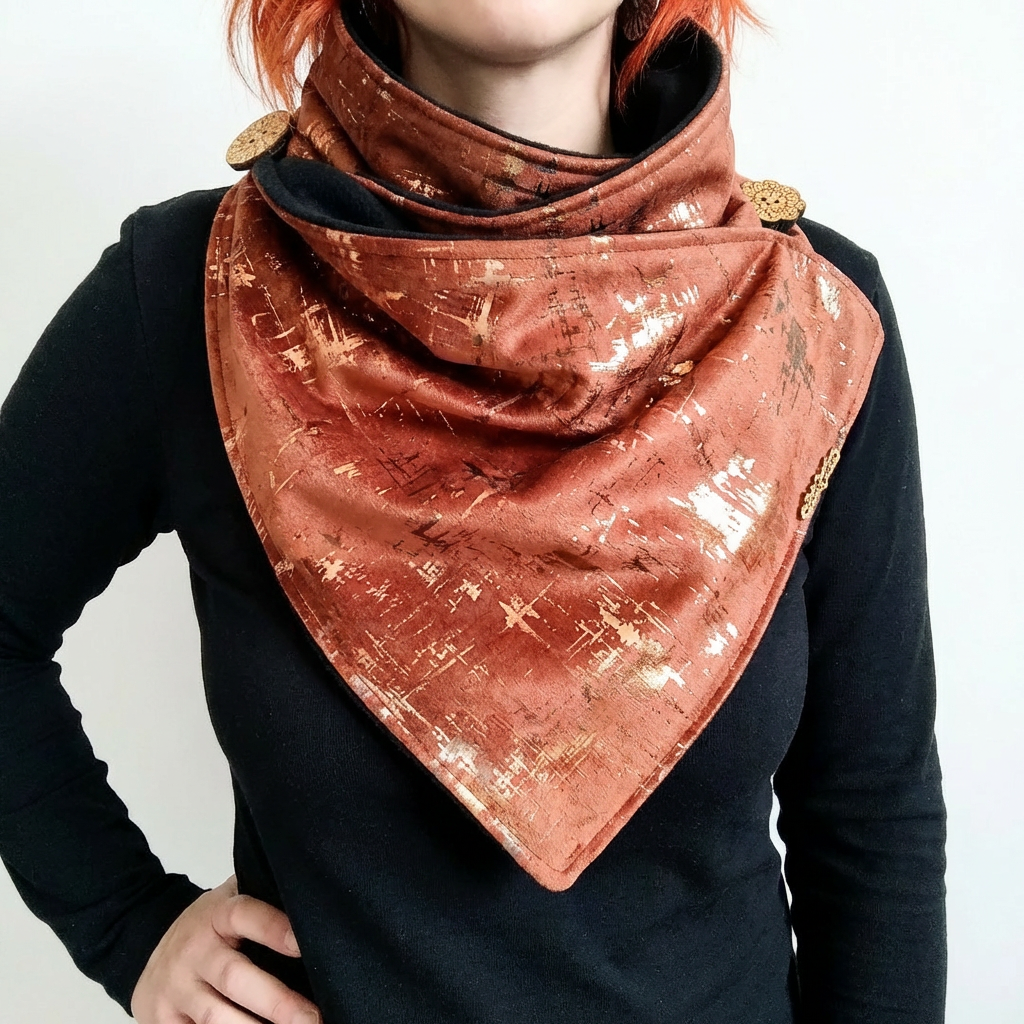 Écharpe tour de cou marron doré
