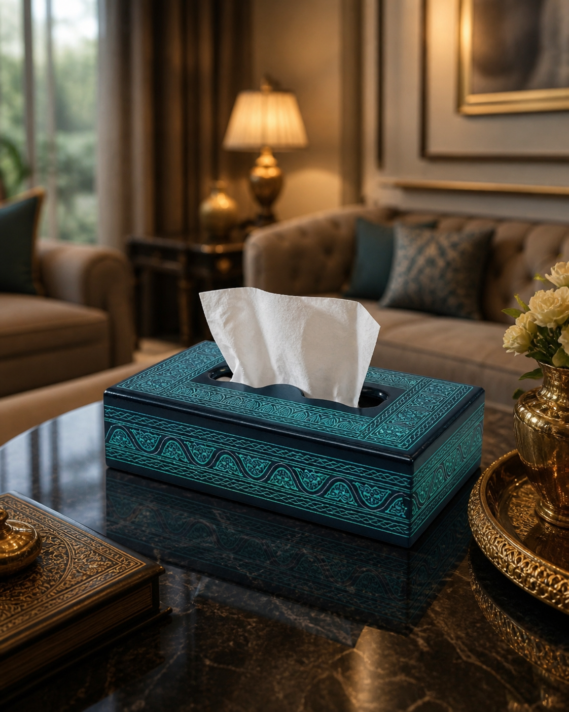 Elegant Blue Tissue Box