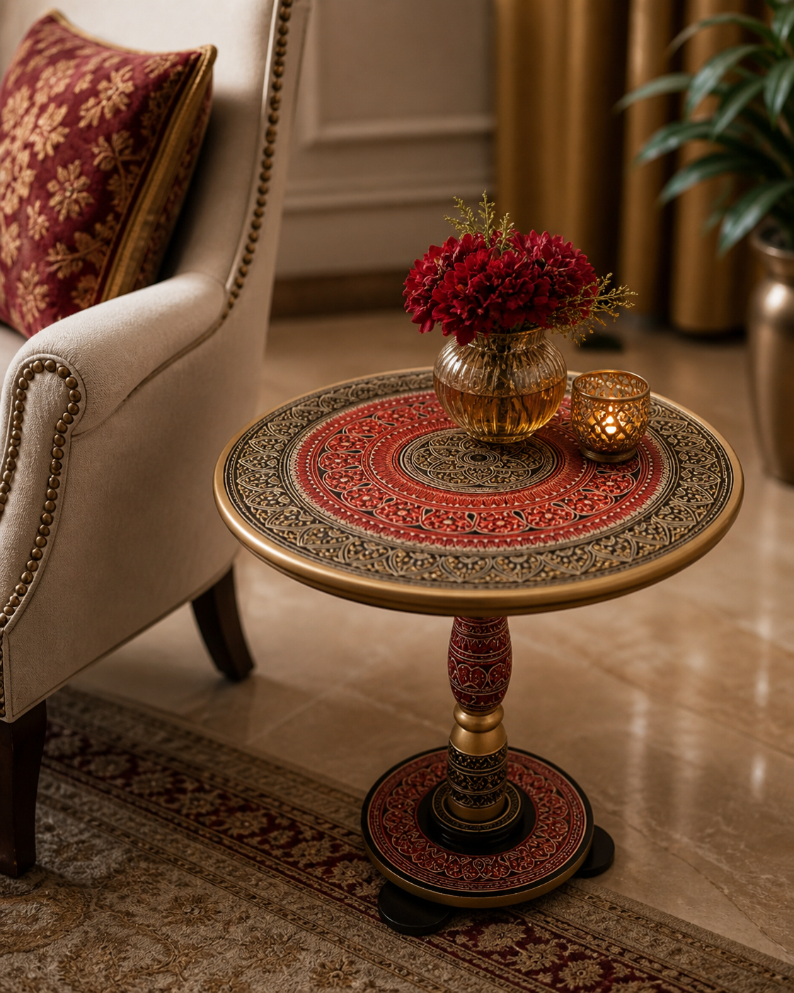 Handcrafted Round Accent Table