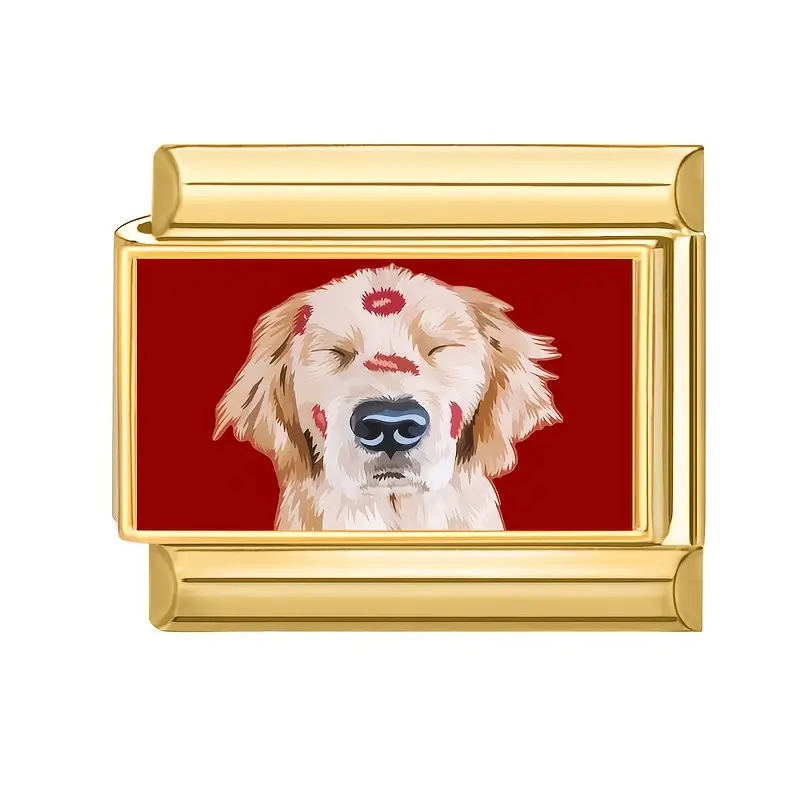 Breloque Dorée Chien Bisous