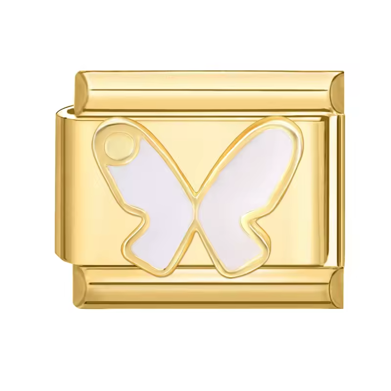 Charm Papillon blanc Doré