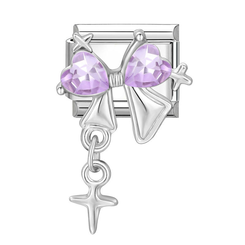Charm pendentif Nœud et Cœurs Lilas