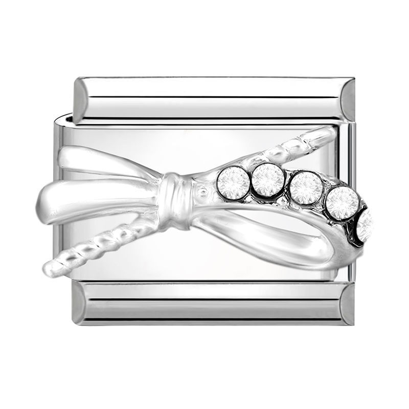 Charm argenté nœud et strass