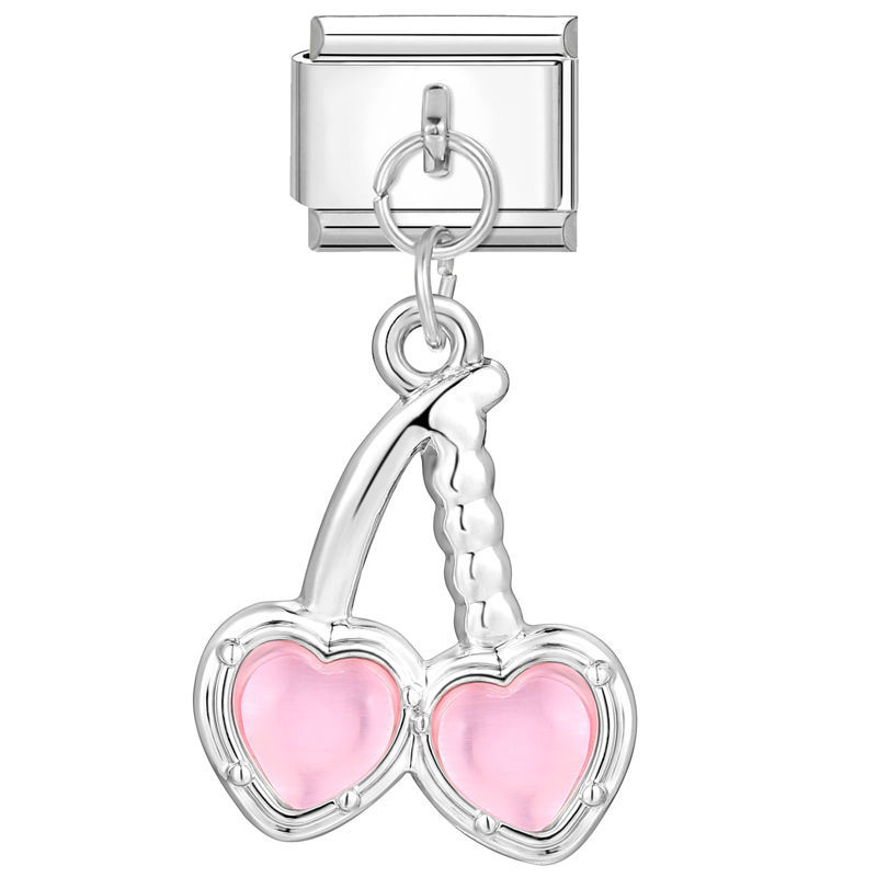 Charm pendentif cerises roses