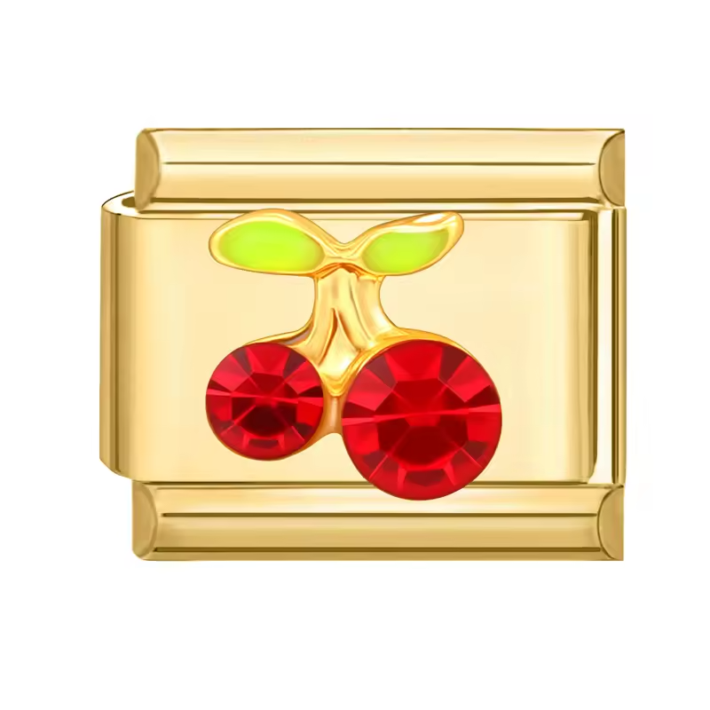Charm cerise doré