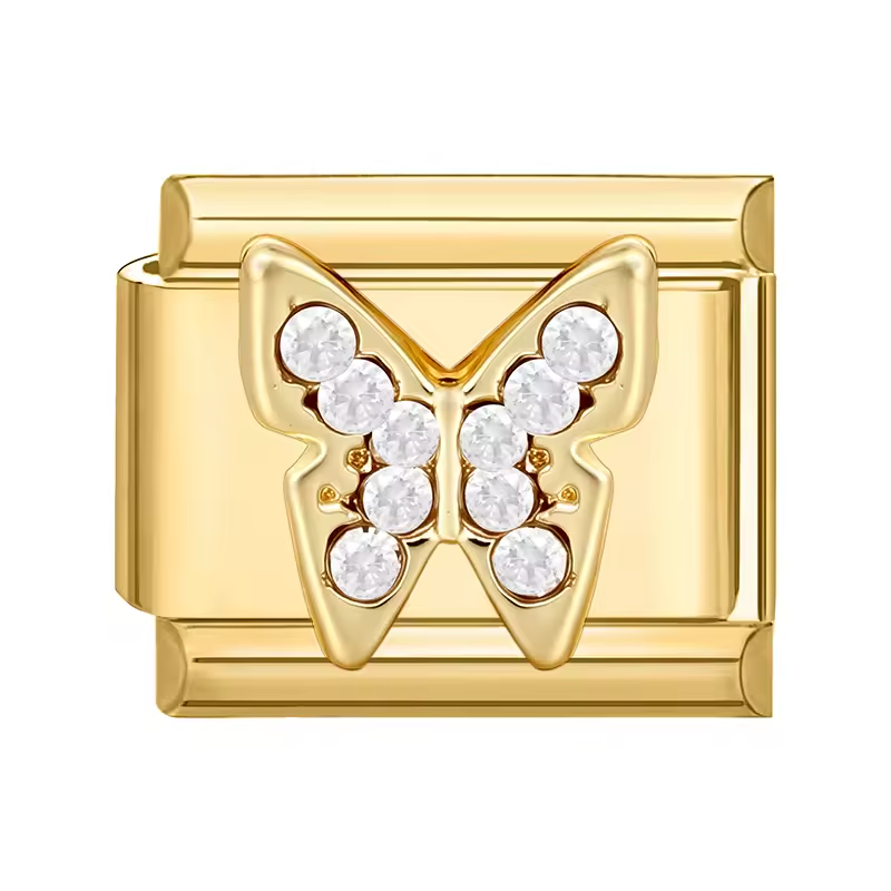 Charm Papillon Or et Cristaux