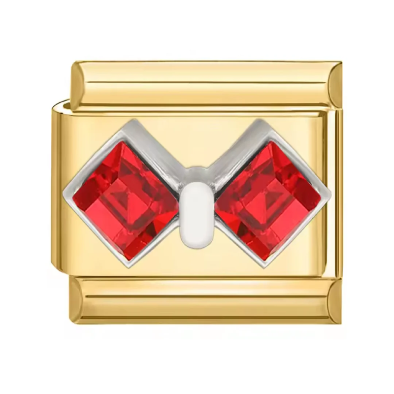 Charm doré avec cristaux rouges