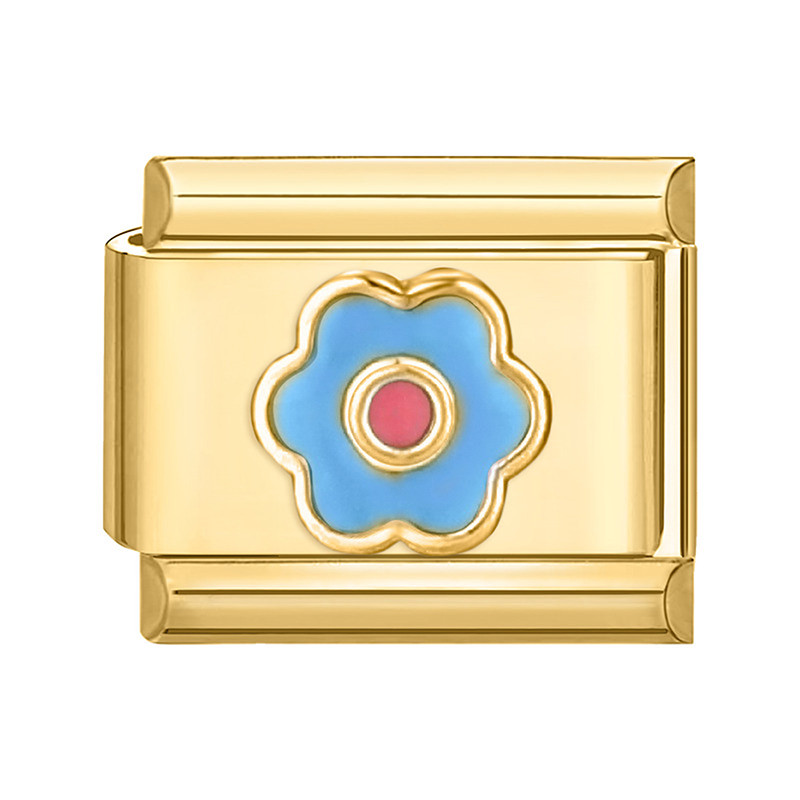 Charm fleur émaillée bleue